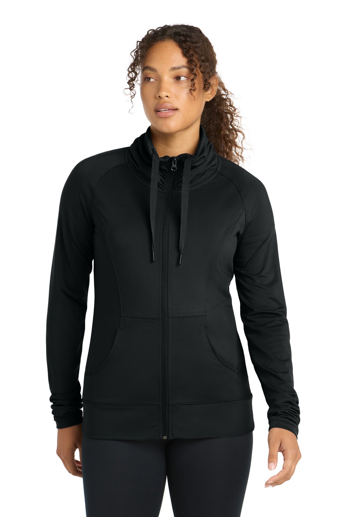 Sport-Tek Women's Sport-Wick Stretch Full-Zip Jacket. LST852 in Black