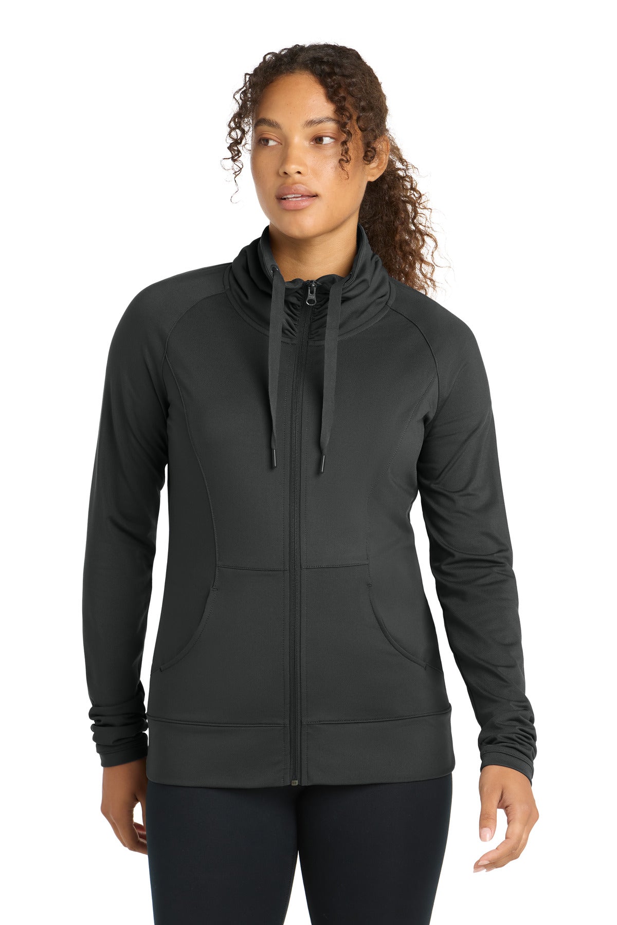 Sport-Tek Women's Sport-Wick Stretch Full-Zip Jacket. LST852 in Charcoal Grey