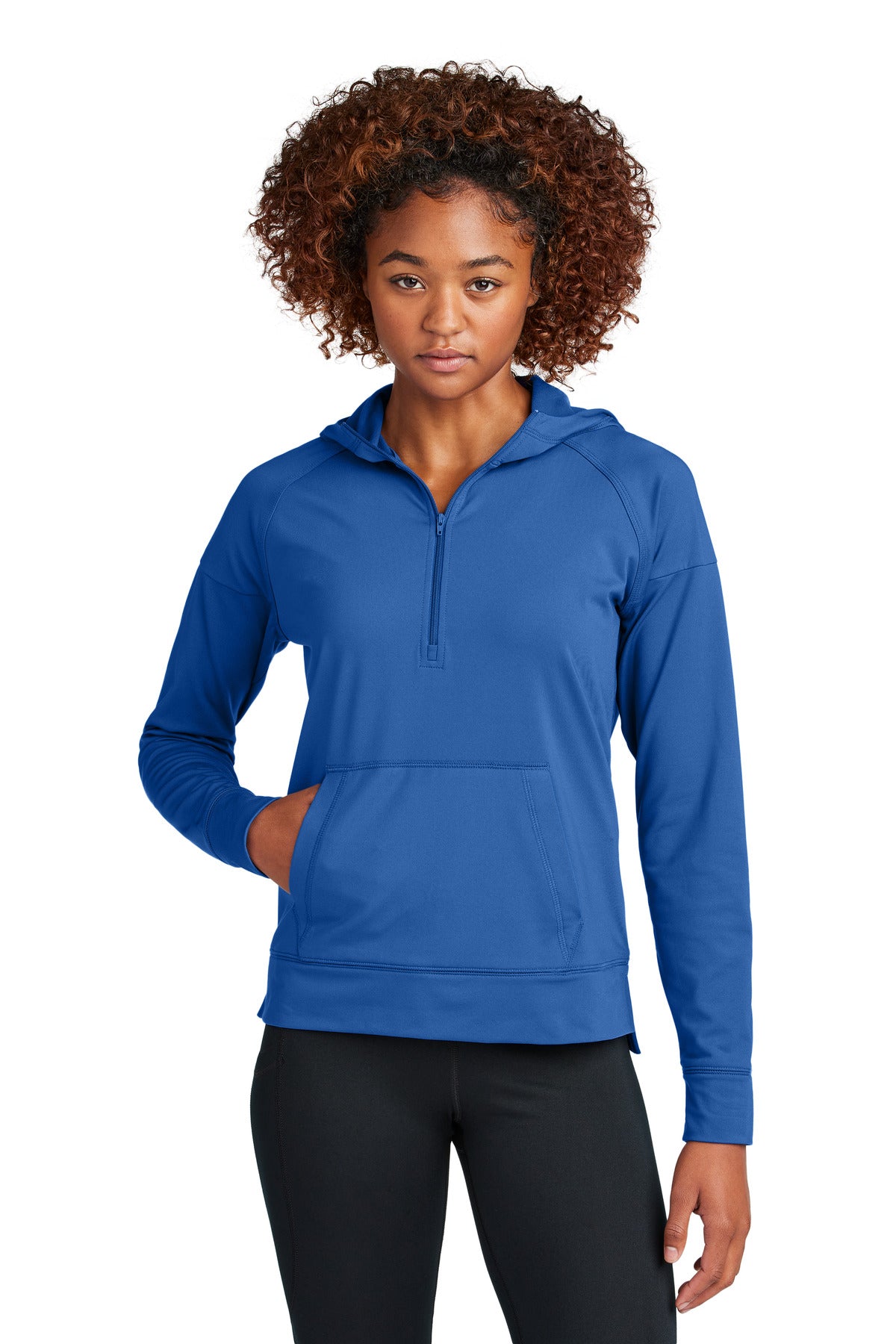 Sport-Tek Women's Sport-Wick Stretch 1/2-Zip Hoodie LST856 in True Royal