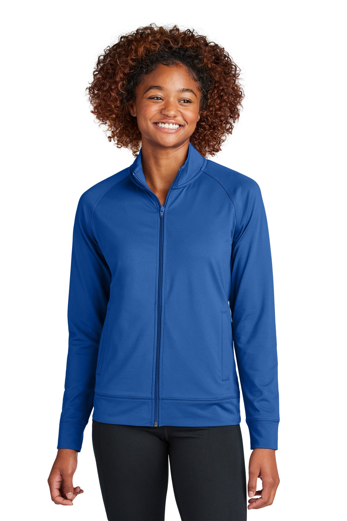 Sport-Tek Women's Sport-Wick Stretch Full-Zip Cadet Jacket LST857 in True Royal