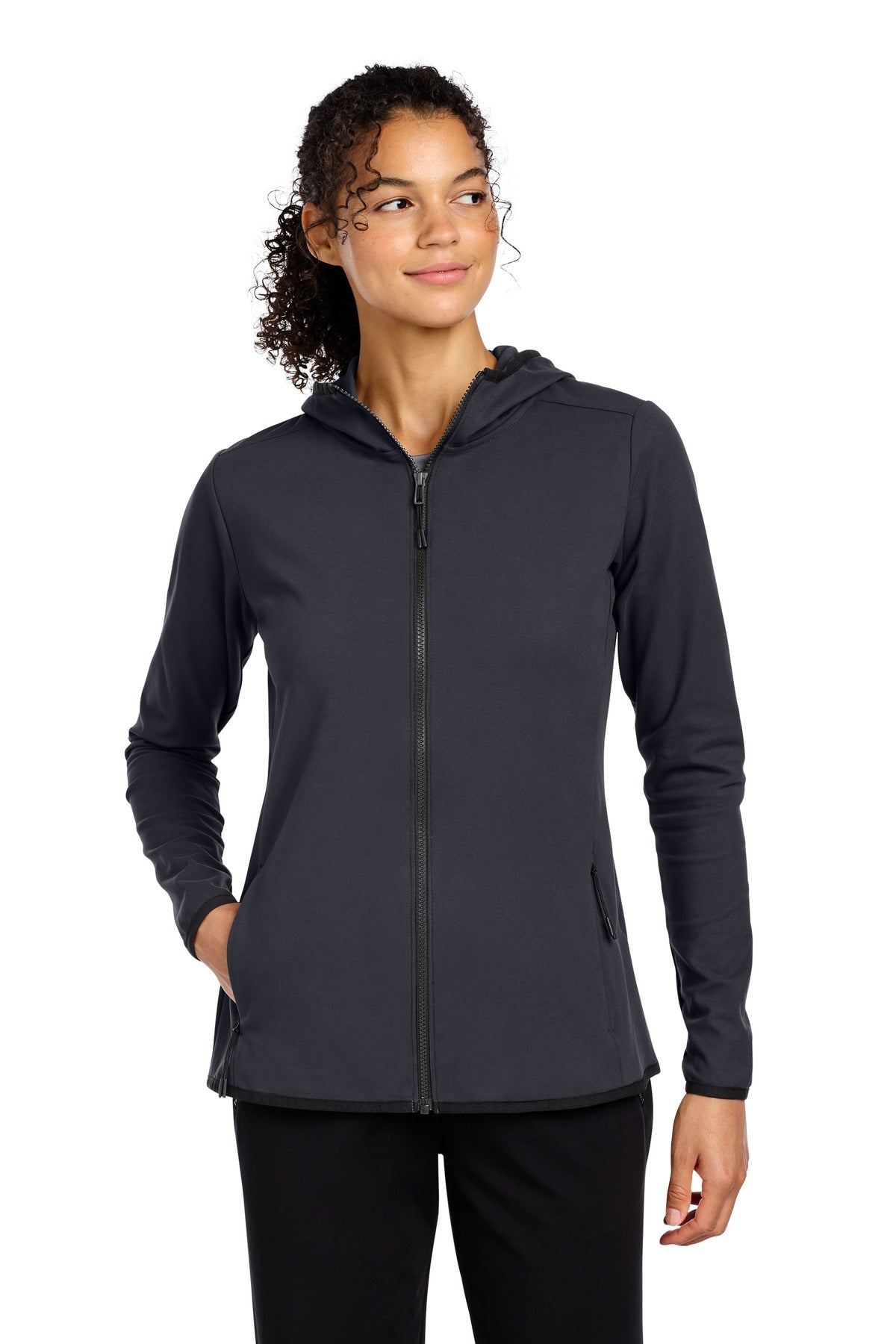 Sport-Tek Women's Circuit Hooded Full-Zip LST870 in Graphite