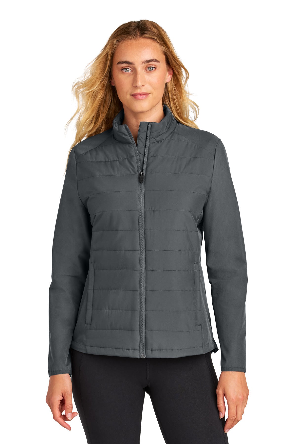 Sport-Tek Women's Teknical Hybrid Jacket LST940 in Iron Grey