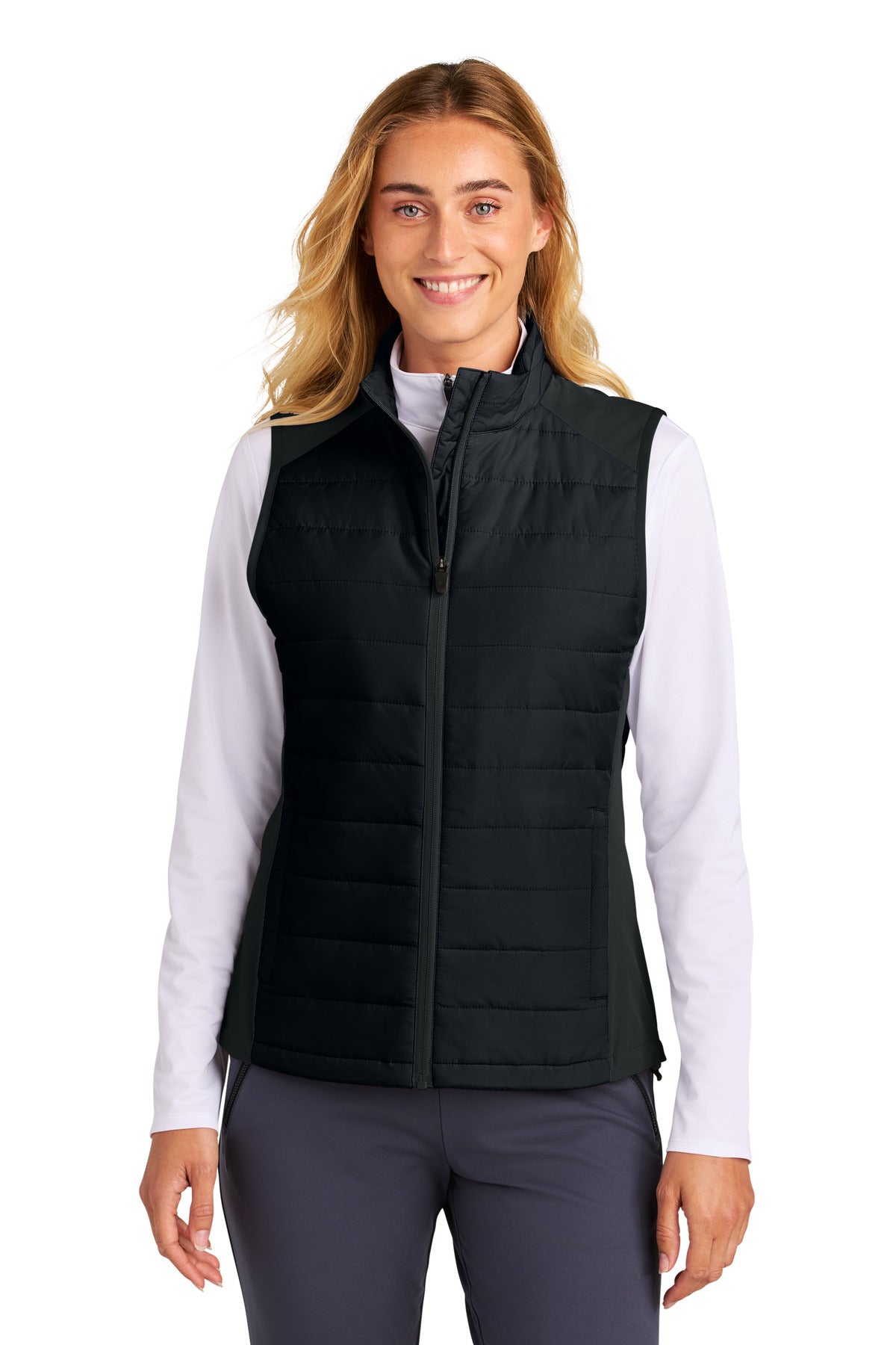 Sport-Tek Women's Teknical Hybrid Vest LST941 in Black