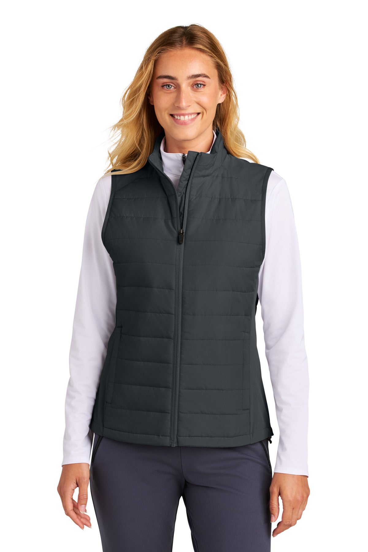 Sport-Tek Women's Teknical Hybrid Vest LST941 in Iron Grey