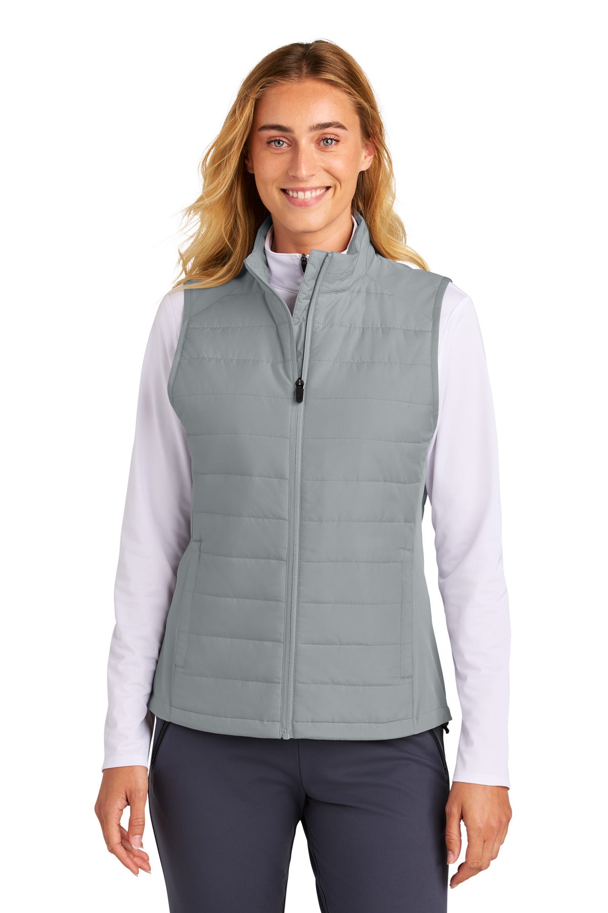 Sport-Tek Women's Teknical Hybrid Vest LST941 in Silver