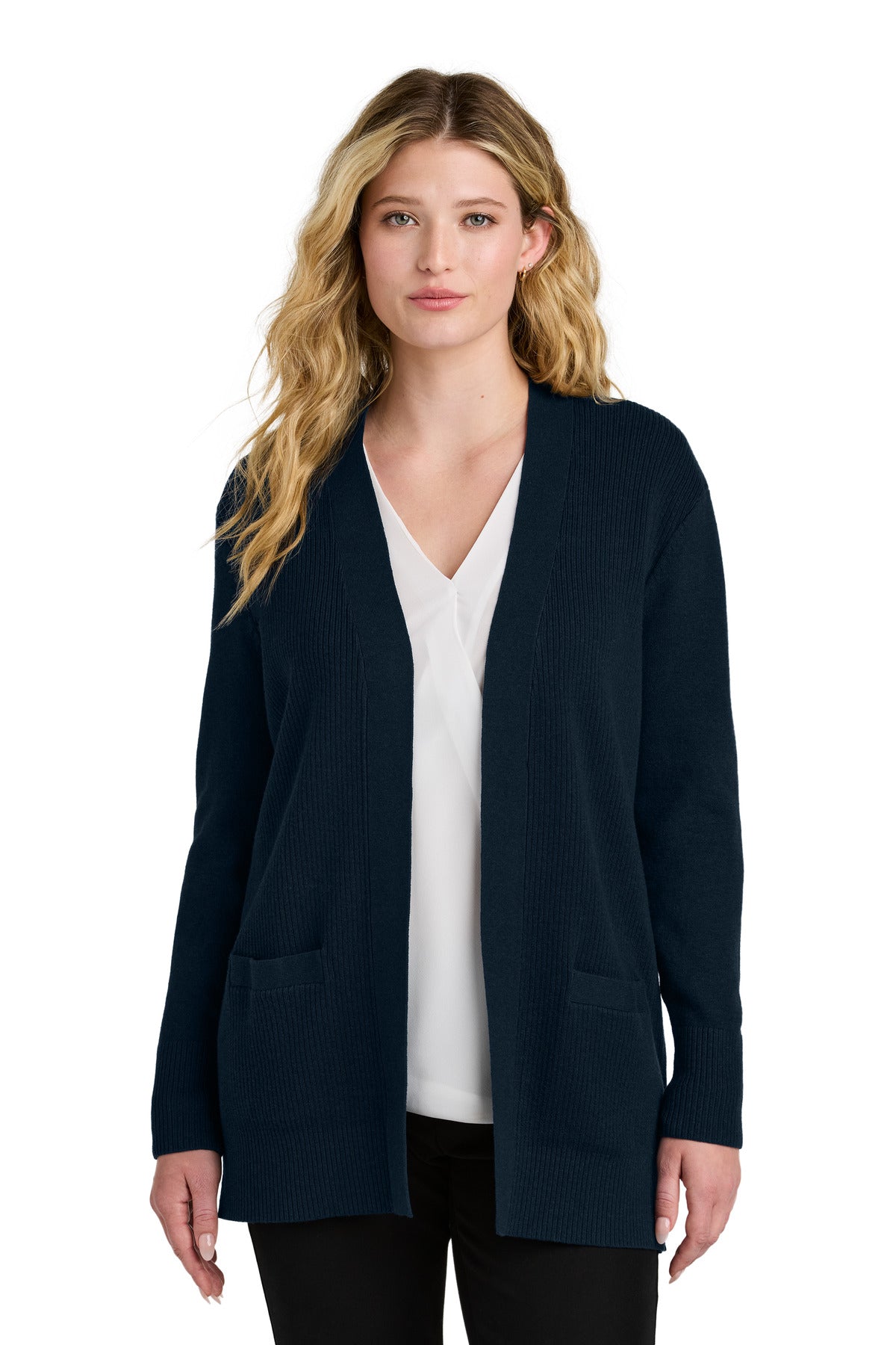 Port Authority Women's Easy Care Open-Front Cardigan Sweater LSW2890 in River Blue Navy