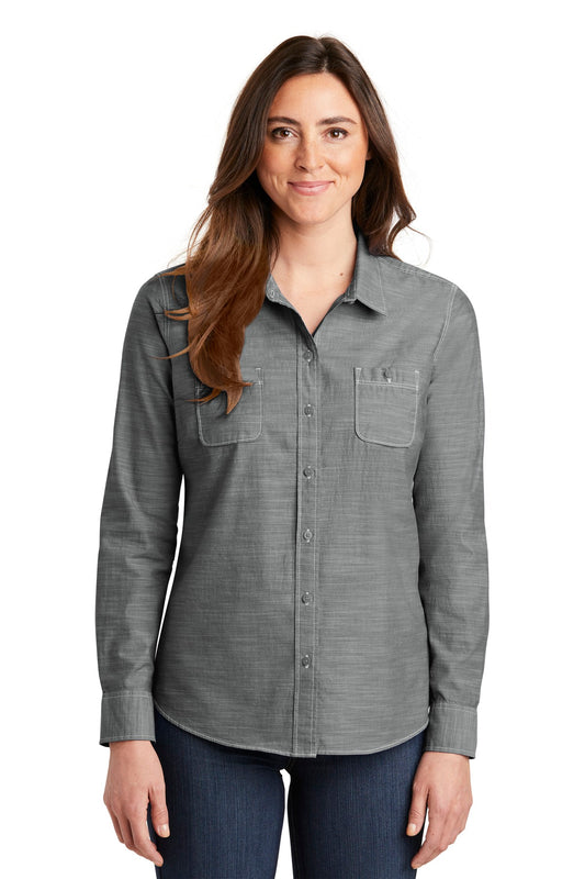 Port Authority Women's Slub Chambray Shirt. LW380 in Grey