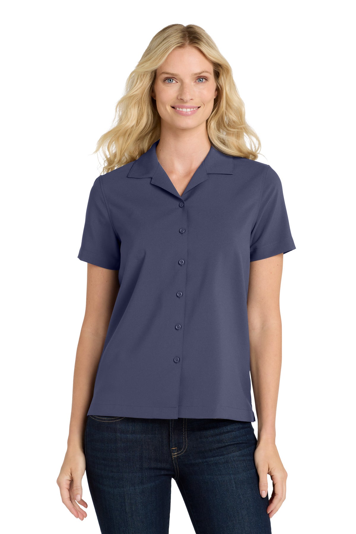 Port Authority Women's Short Sleeve Performance Staff Shirt LW400 in True Navy
