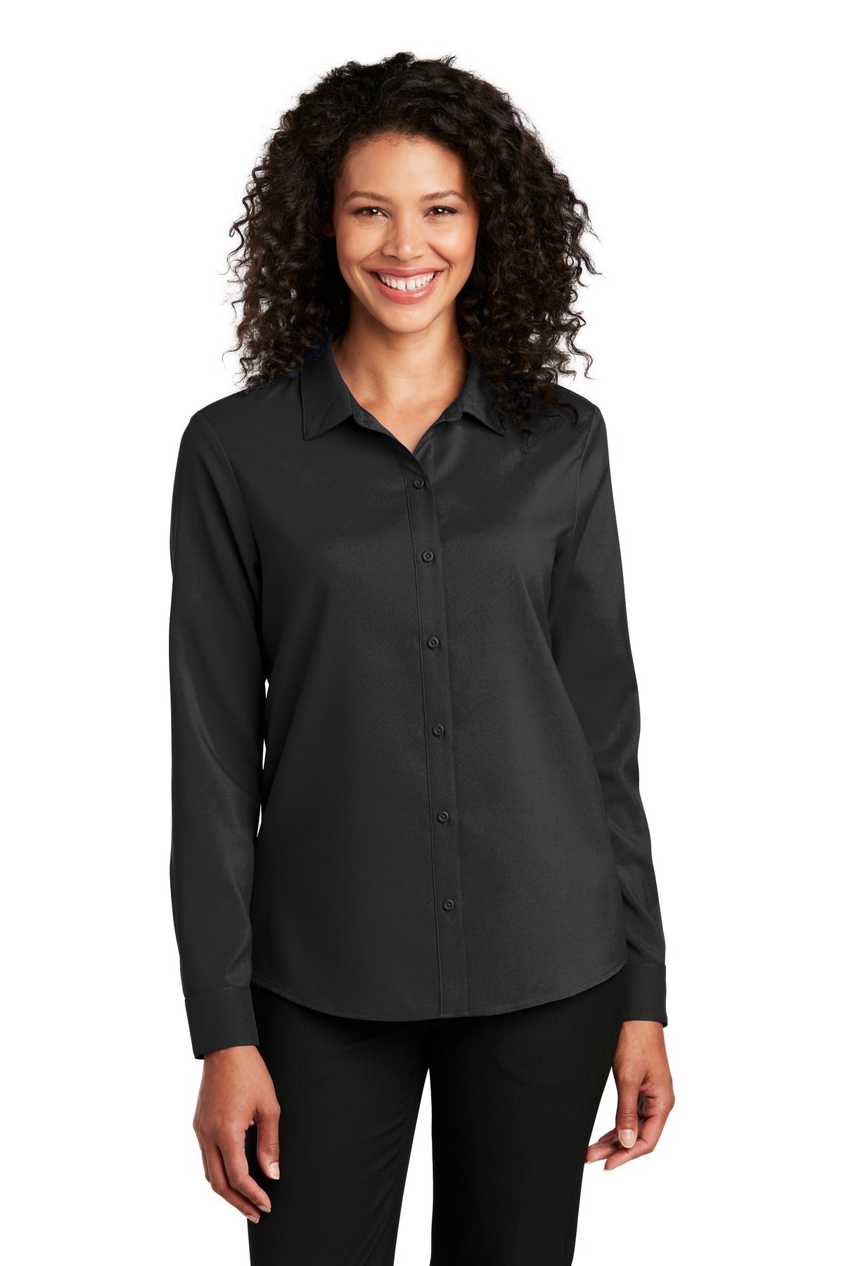 Port Authority Women's Long Sleeve Performance Staff Shirt LW401 in Black