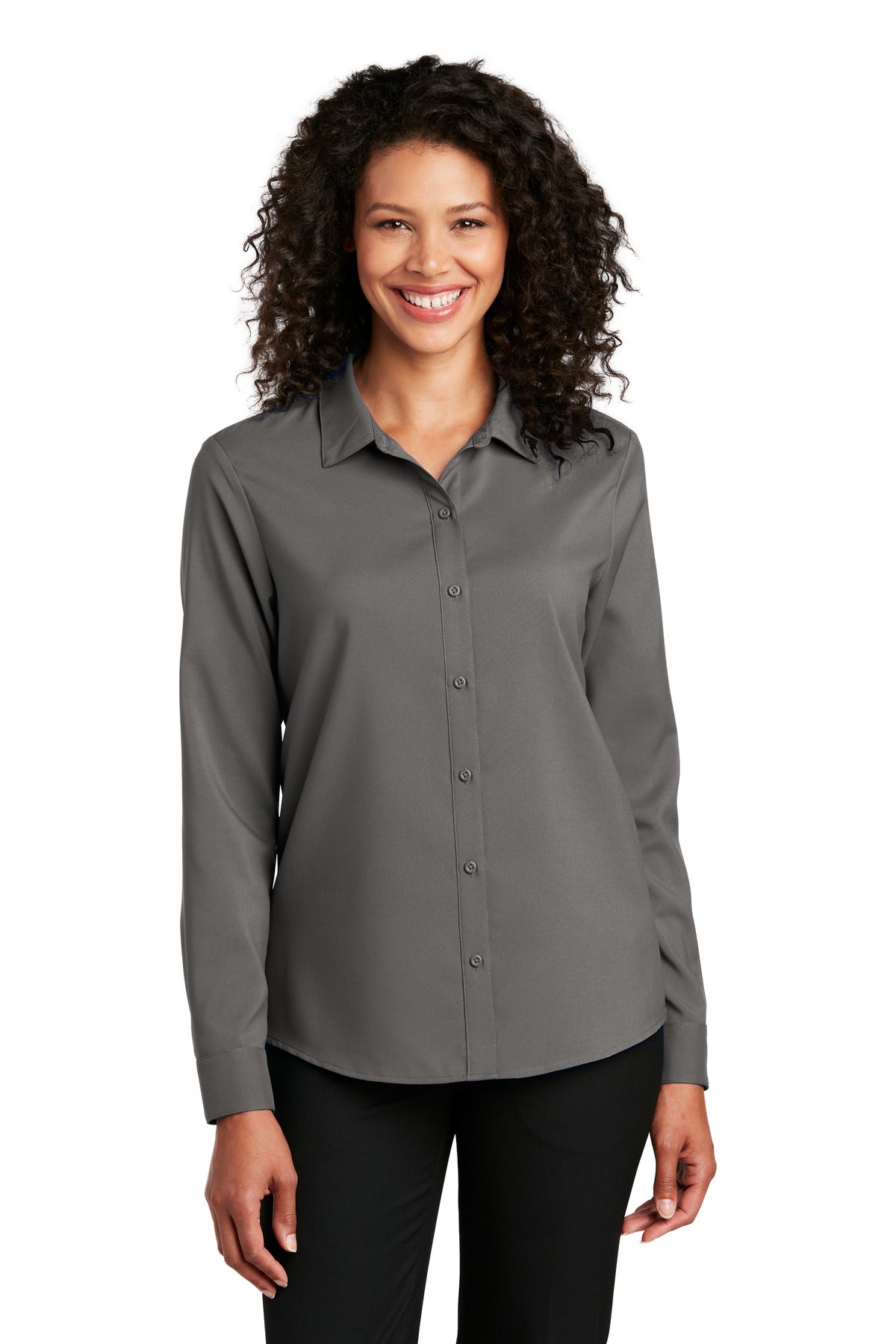 Port Authority Women's Long Sleeve Performance Staff Shirt LW401 in Graphite