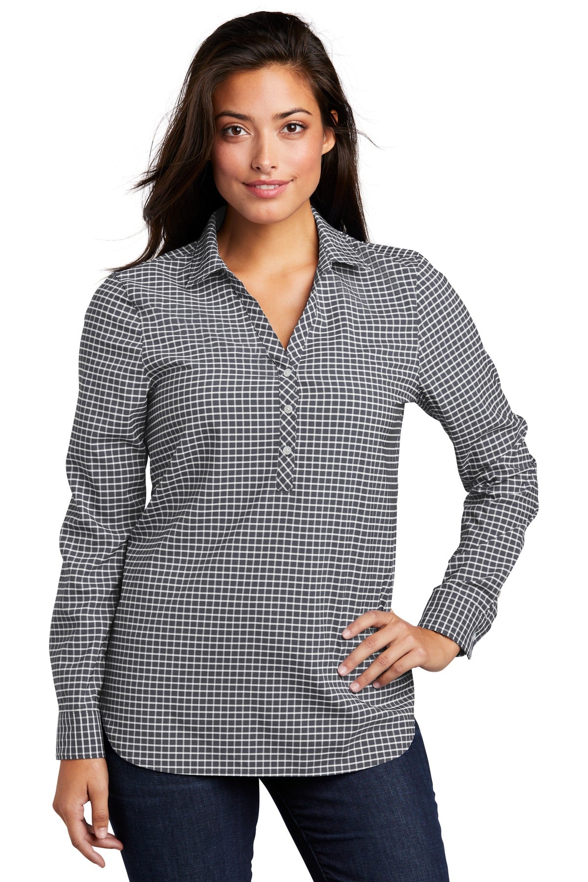 Port Authority  Ladies City Stretch Tunic LW680 in Graphite/ White