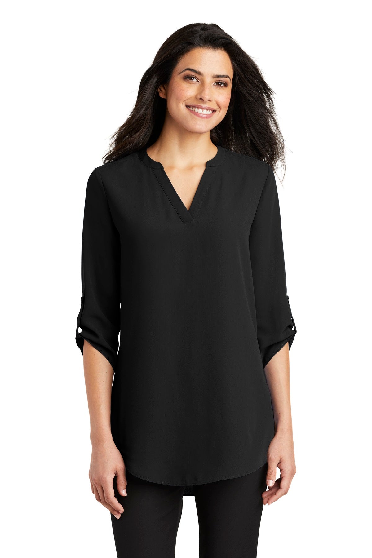 Port Authority Women's 3/4-Sleeve Tunic Blouse. LW701 in Black