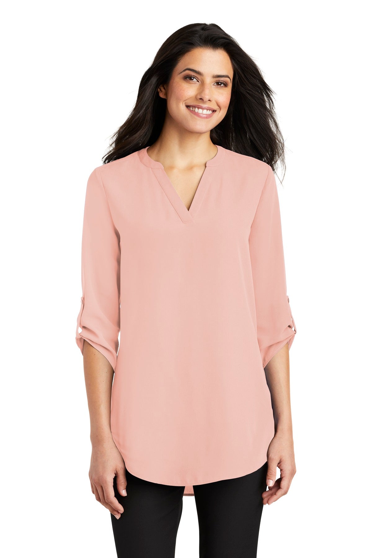 Port Authority Women's 3/4-Sleeve Tunic Blouse. LW701 in Rose Quartz