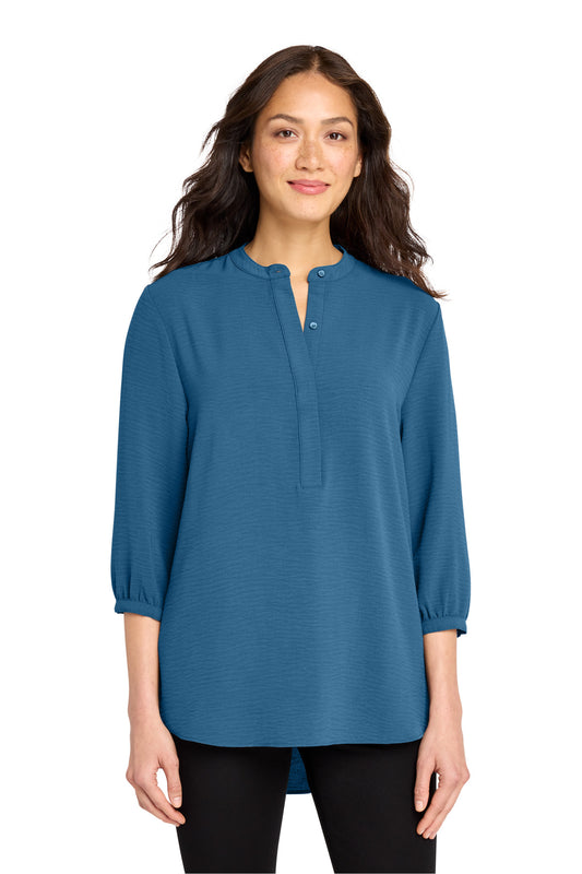 Port Authority Women's 3/4-Sleeve Textured Crepe Tunic LW713 in Aegean Blue