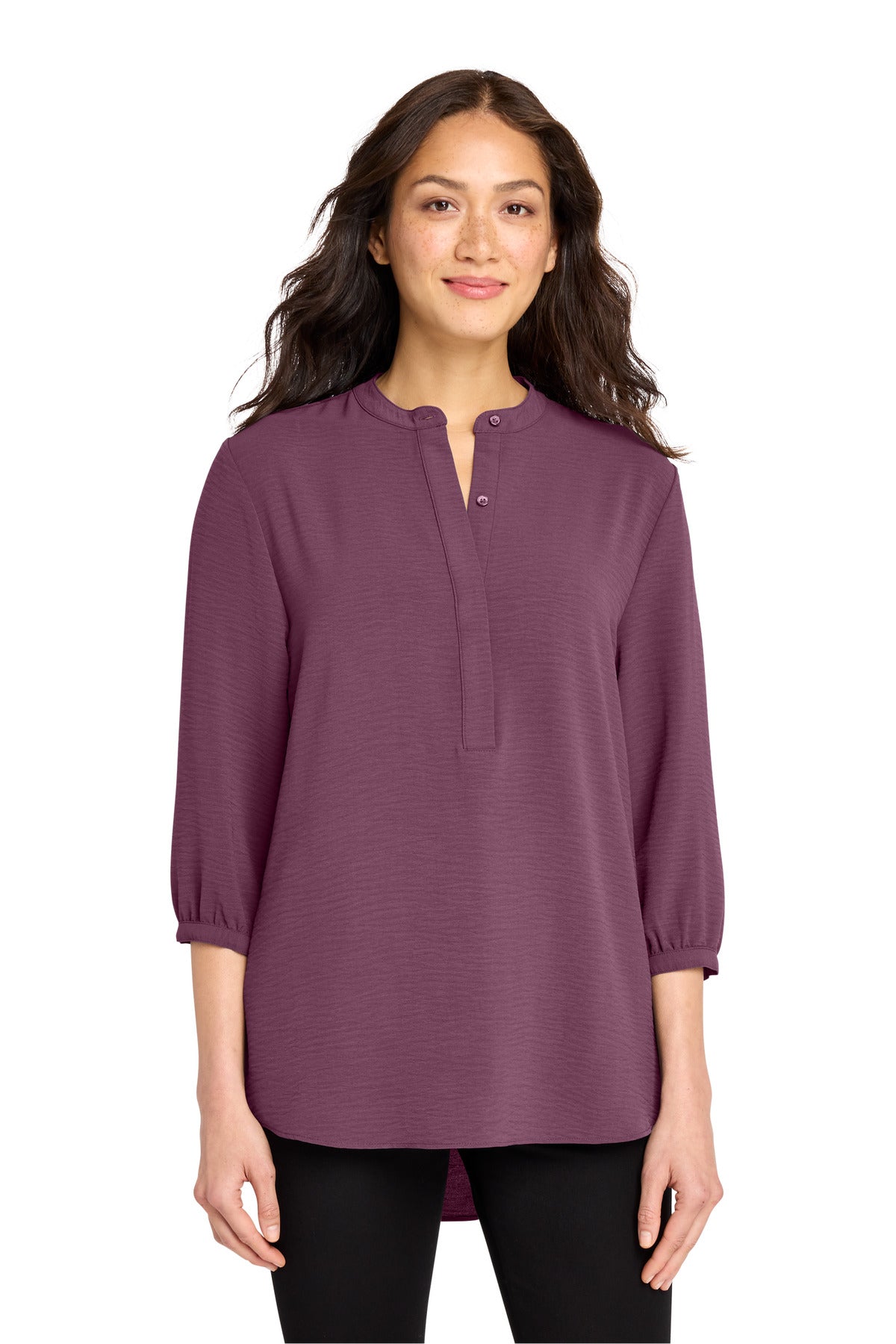 Port Authority Women's 3/4-Sleeve Textured Crepe Tunic LW713 in Purple Mist
