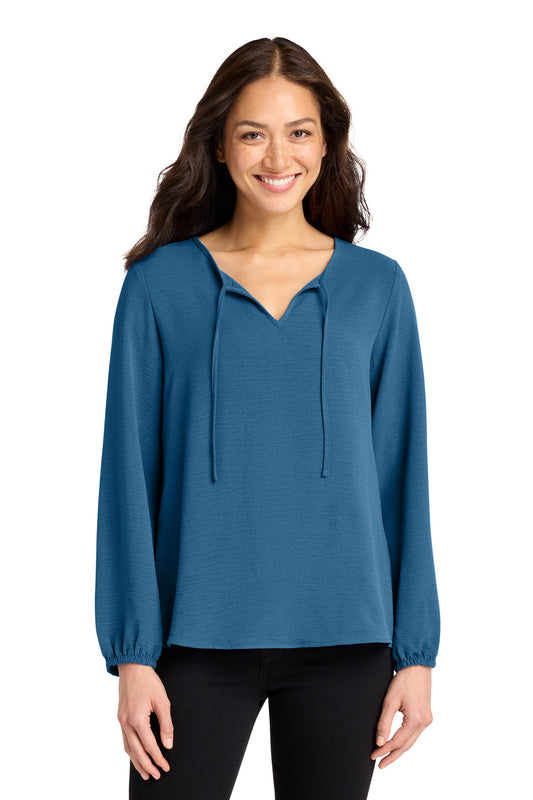 Port Authority Women's Textured Crepe Blouse LW714 in Aegean Blue