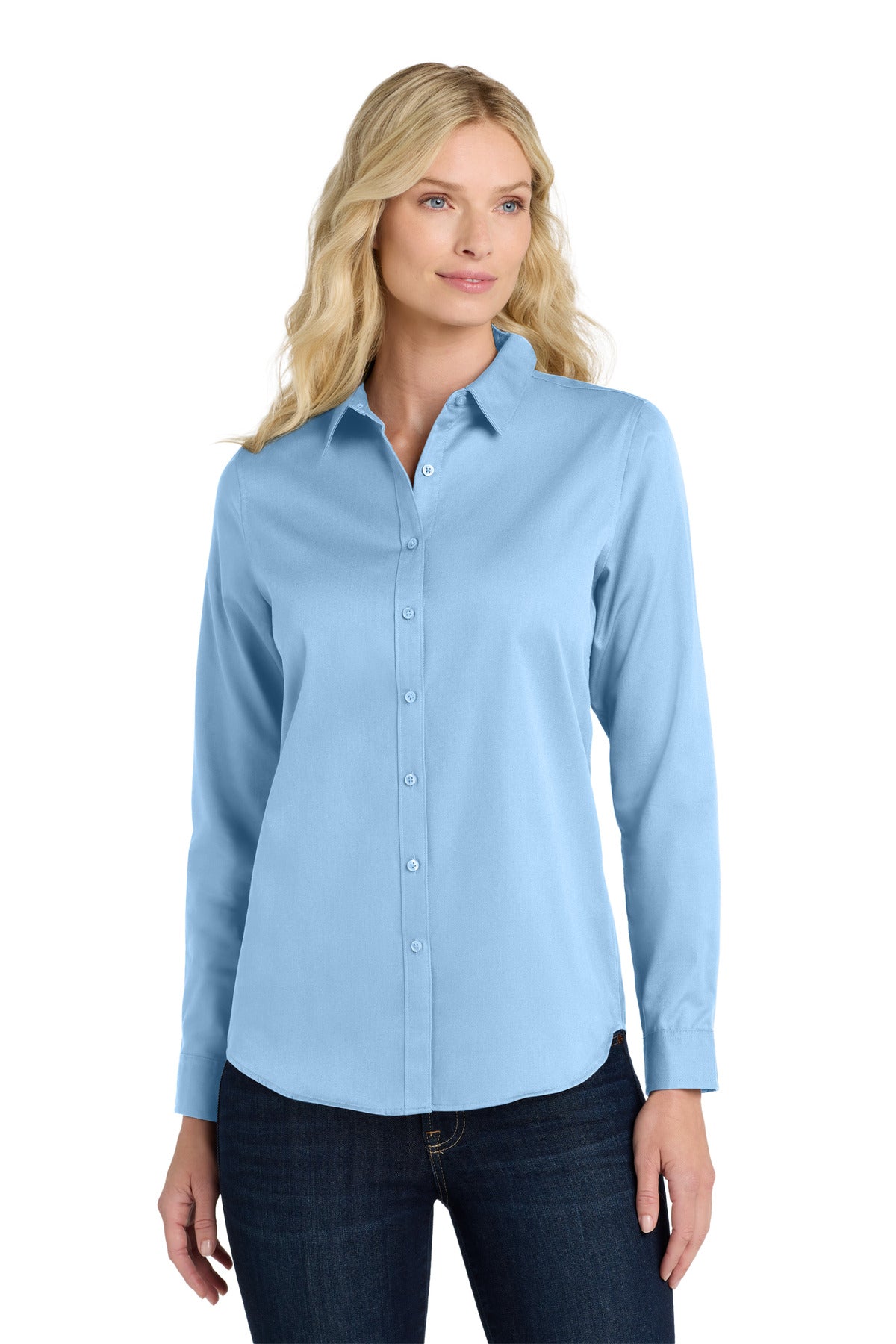 Port Authority Women's Long Sleeve SuperPro ReactTwill Shirt. LW808 in Cloud Blue