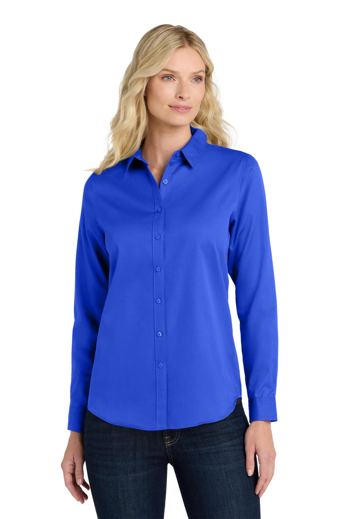 Port Authority Women's Long Sleeve SuperPro ReactTwill Shirt. LW808 in True Royal