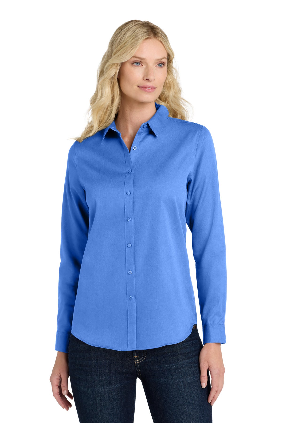 Port Authority Women's Long Sleeve SuperPro ReactTwill Shirt. LW808 in Ultramarine Blue