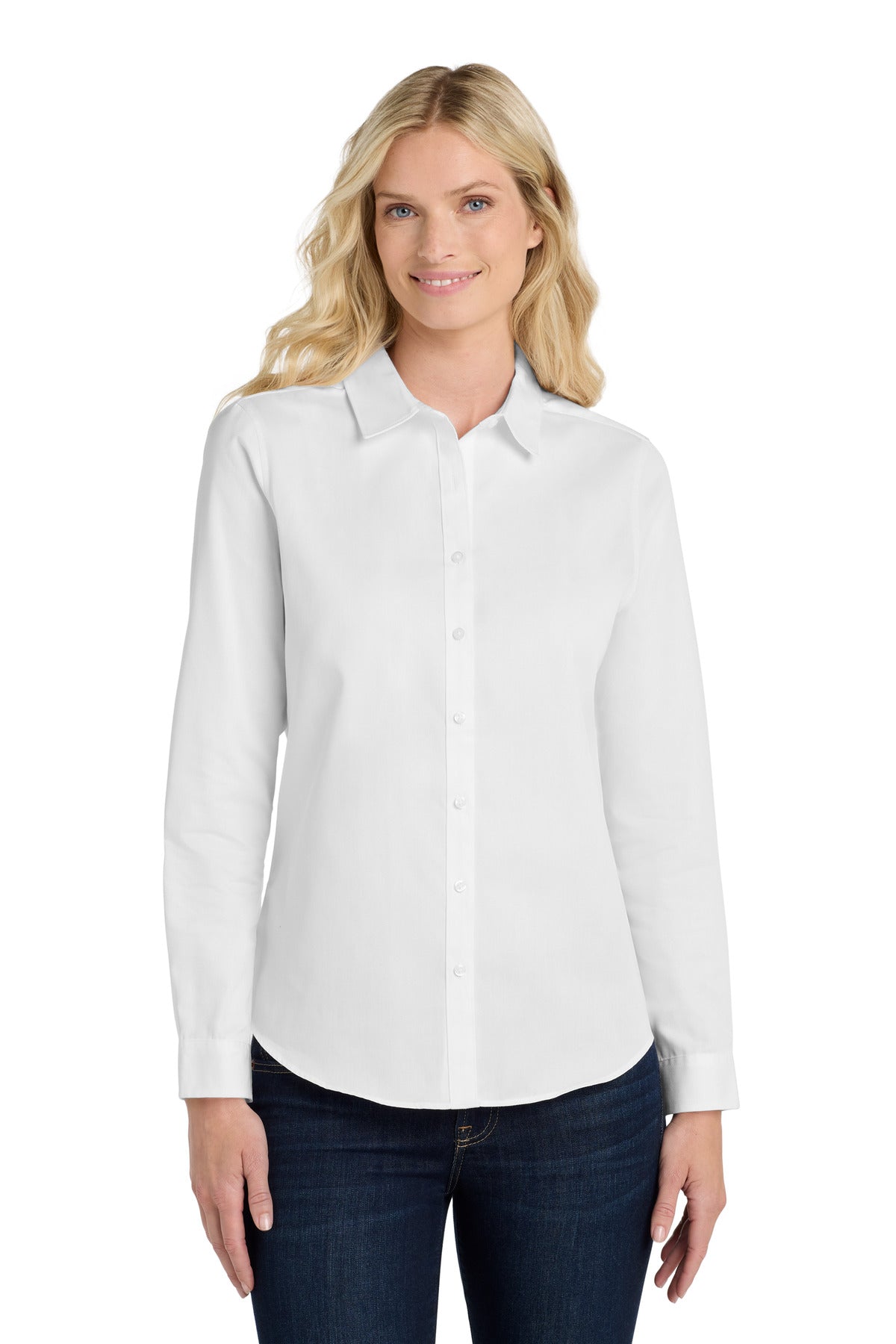 Port Authority Women's Long Sleeve SuperPro ReactTwill Shirt. LW808 in White