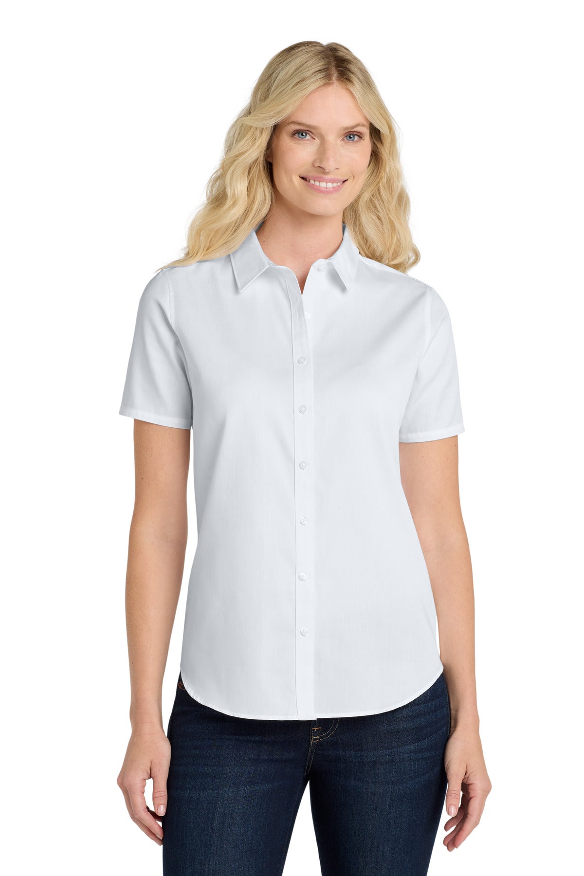 Port Authority Women's Short Sleeve SuperPro ReactTwill Shirt. LW809 in White
