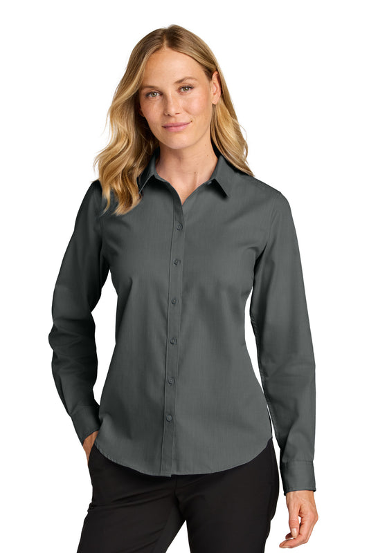 Port Authority Women's Long Sleeve Nailhead Easy Care Shirt LW816 in Deep Black