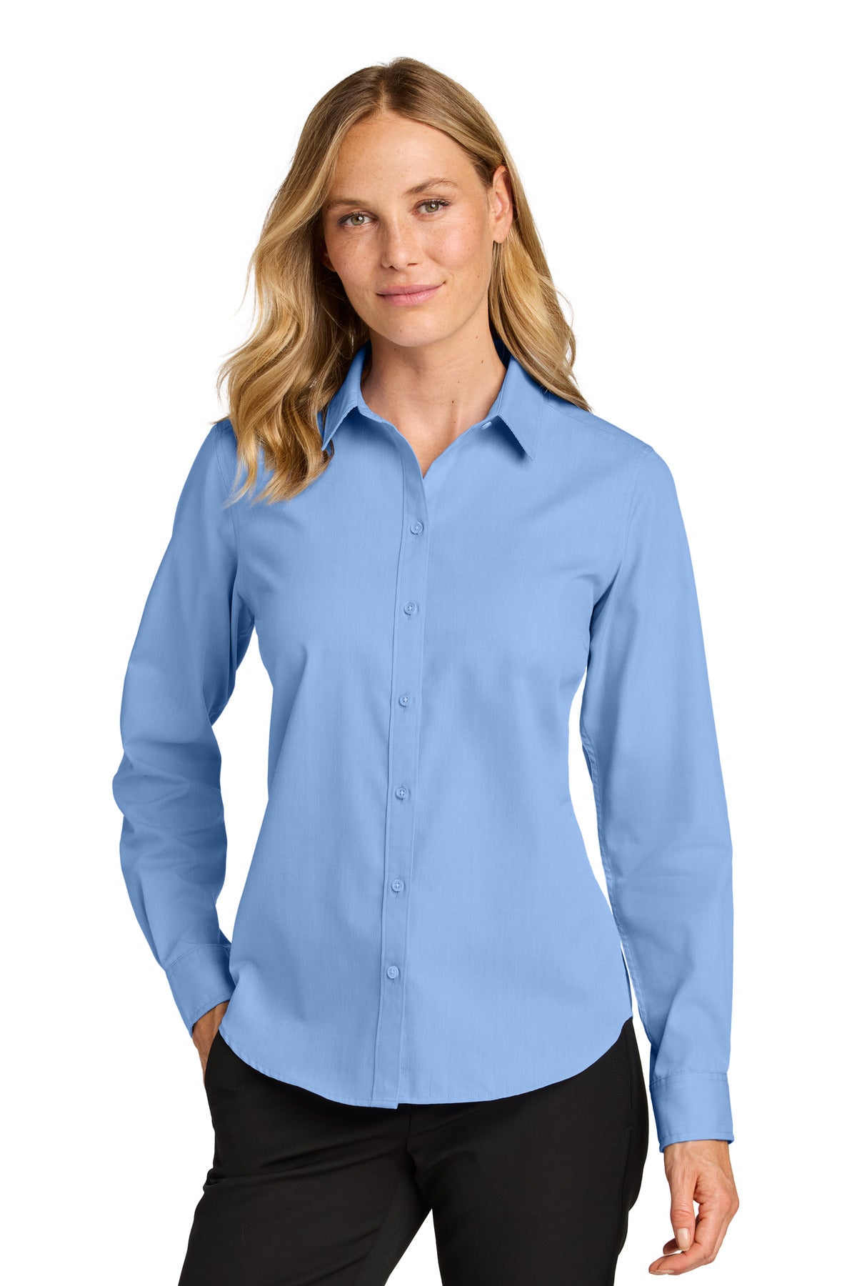 Port Authority Women's Long Sleeve Nailhead Easy Care Shirt LW816 in Swiss Blue