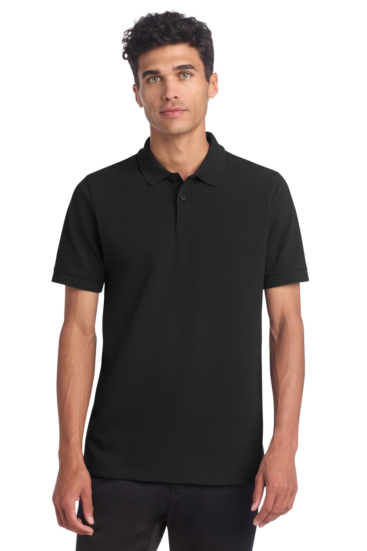 Mercer+Mettle Stretch Heavyweight Pique Polo MM1000 in Deep Black