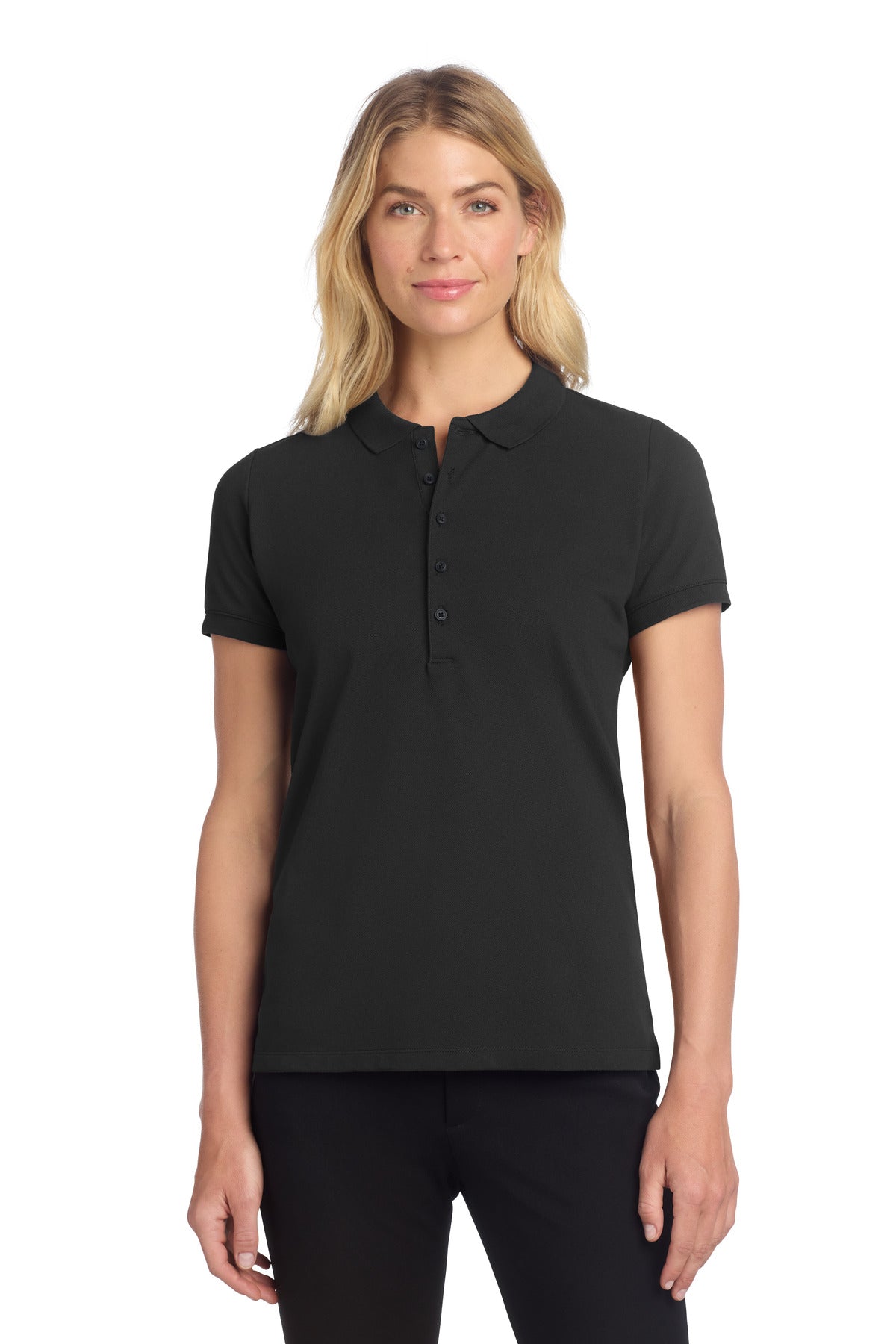 Mercer+Mettle Women's Stretch Heavyweight Pique Polo MM1001 in Deep Black