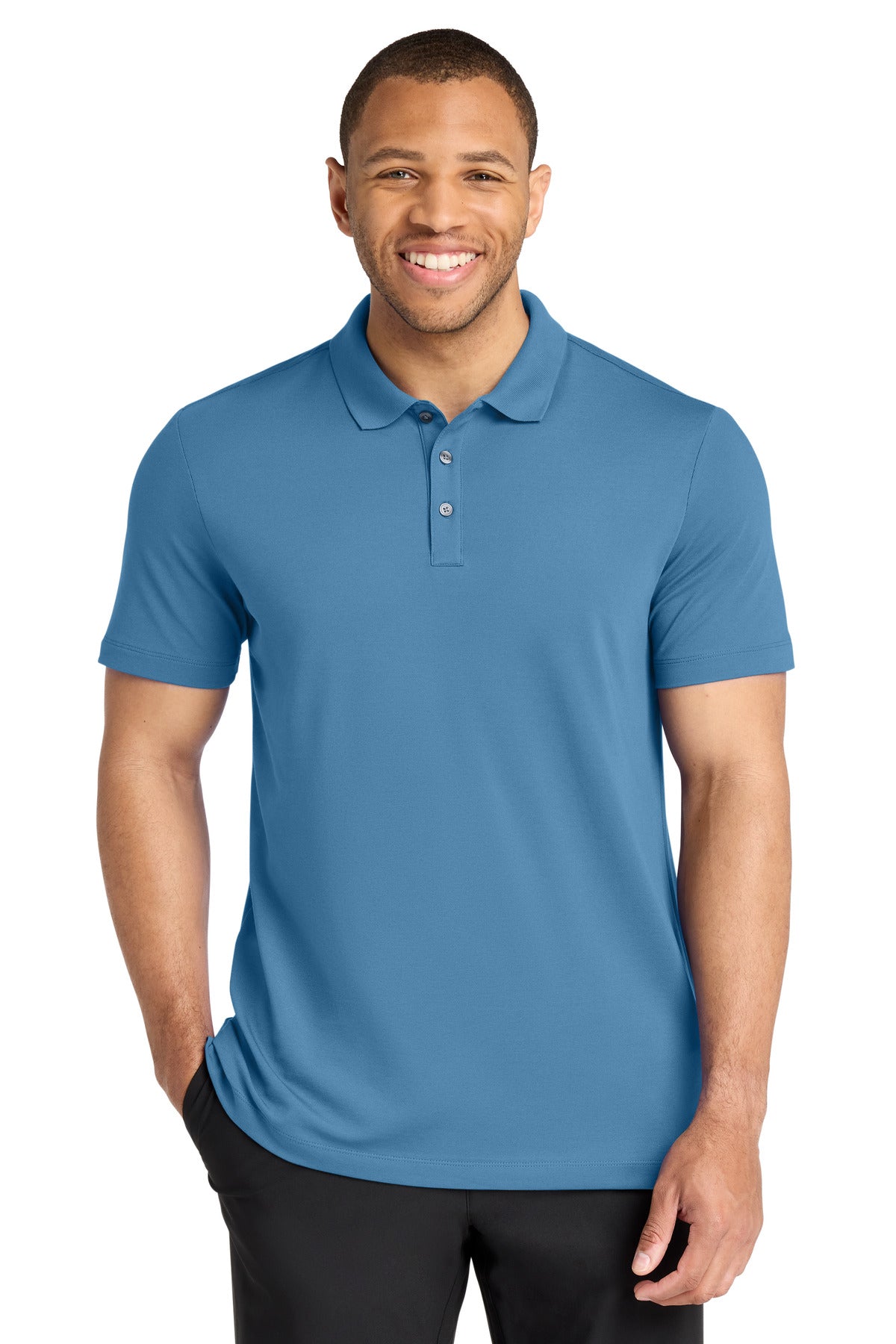 Mercer+Mettle Stretch Pique Polo MM1004 in Parisian Blue