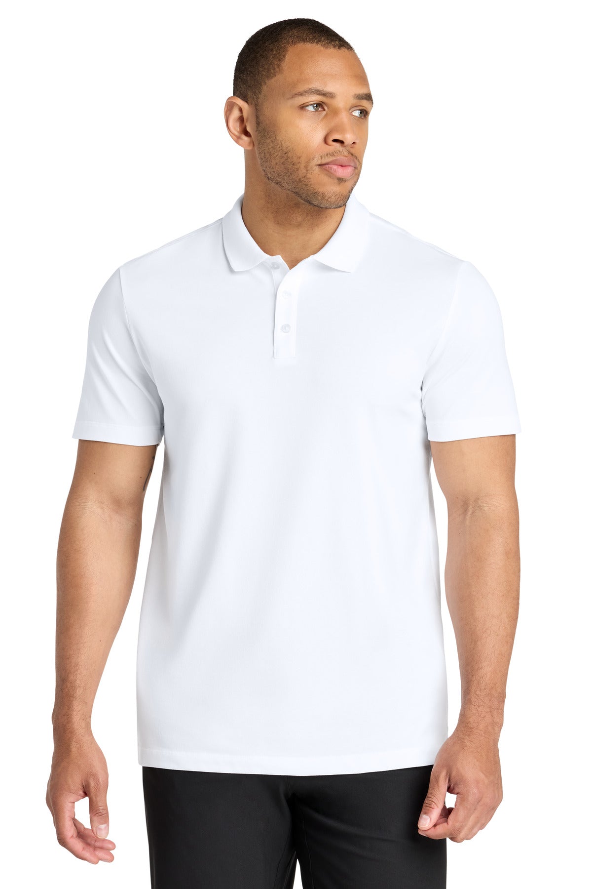 Mercer+Mettle Stretch Pique Polo MM1004 in White