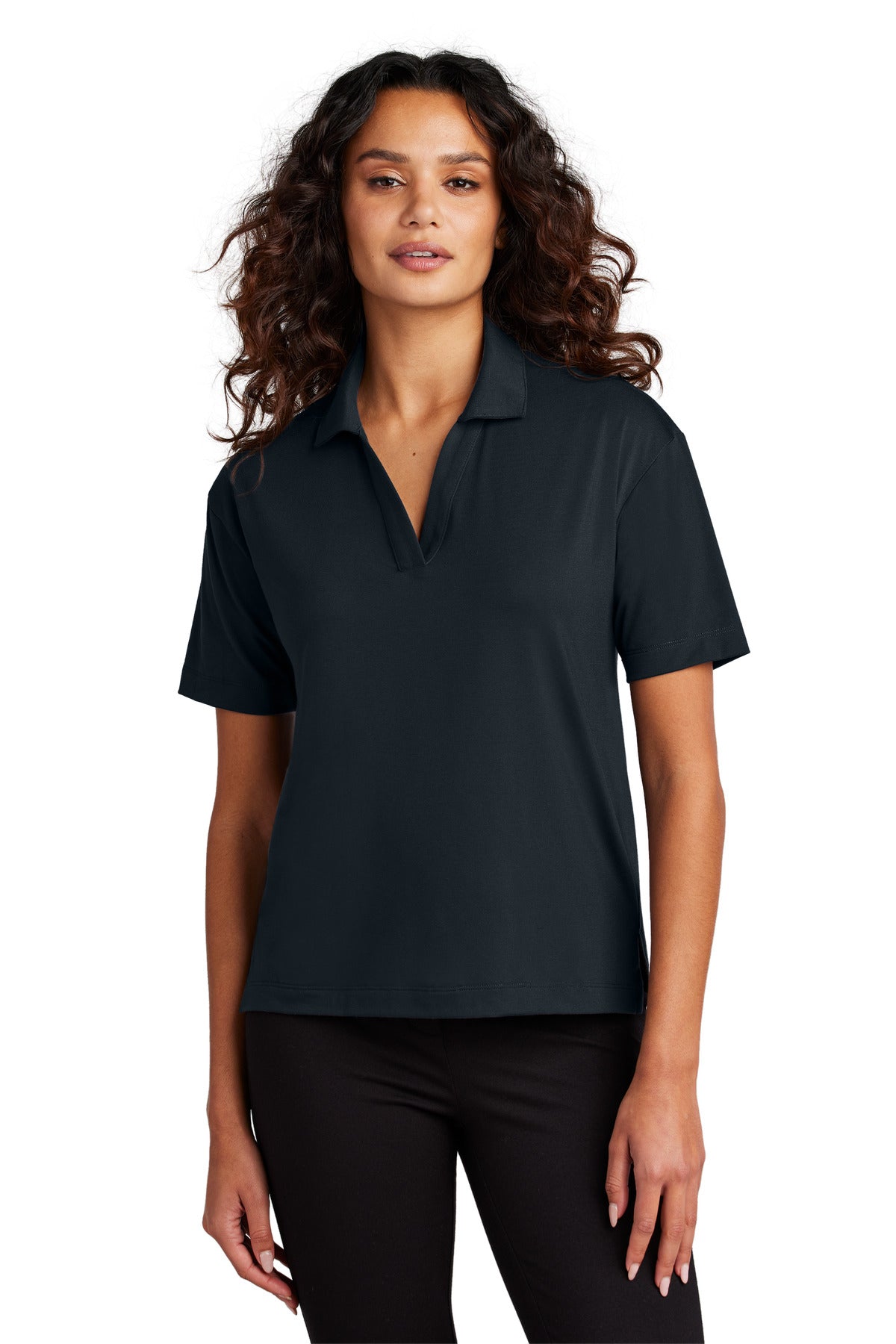 Mercer+Mettle Women's Stretch Jersey Polo MM1015 in Night Navy