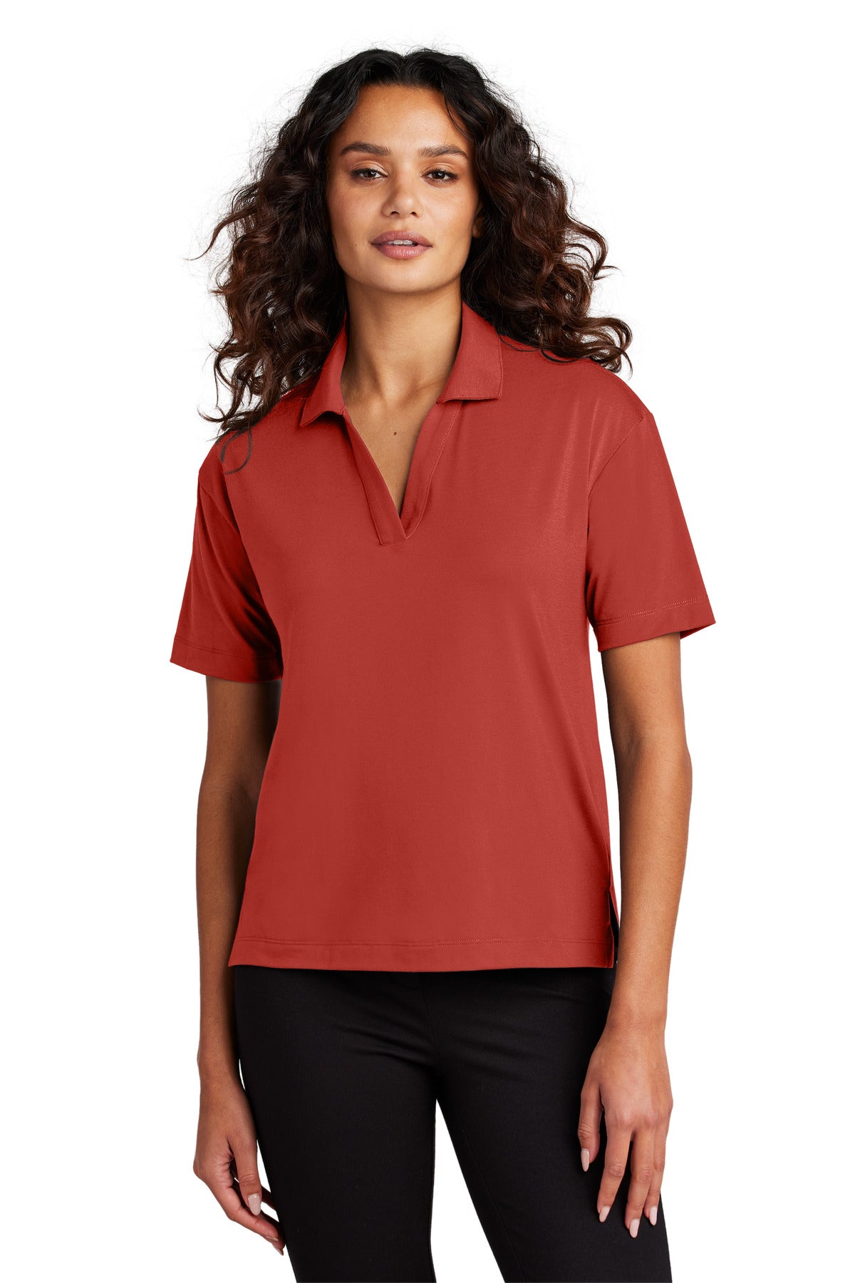 Mercer+Mettle Women's Stretch Jersey Polo MM1015 in Terracotta