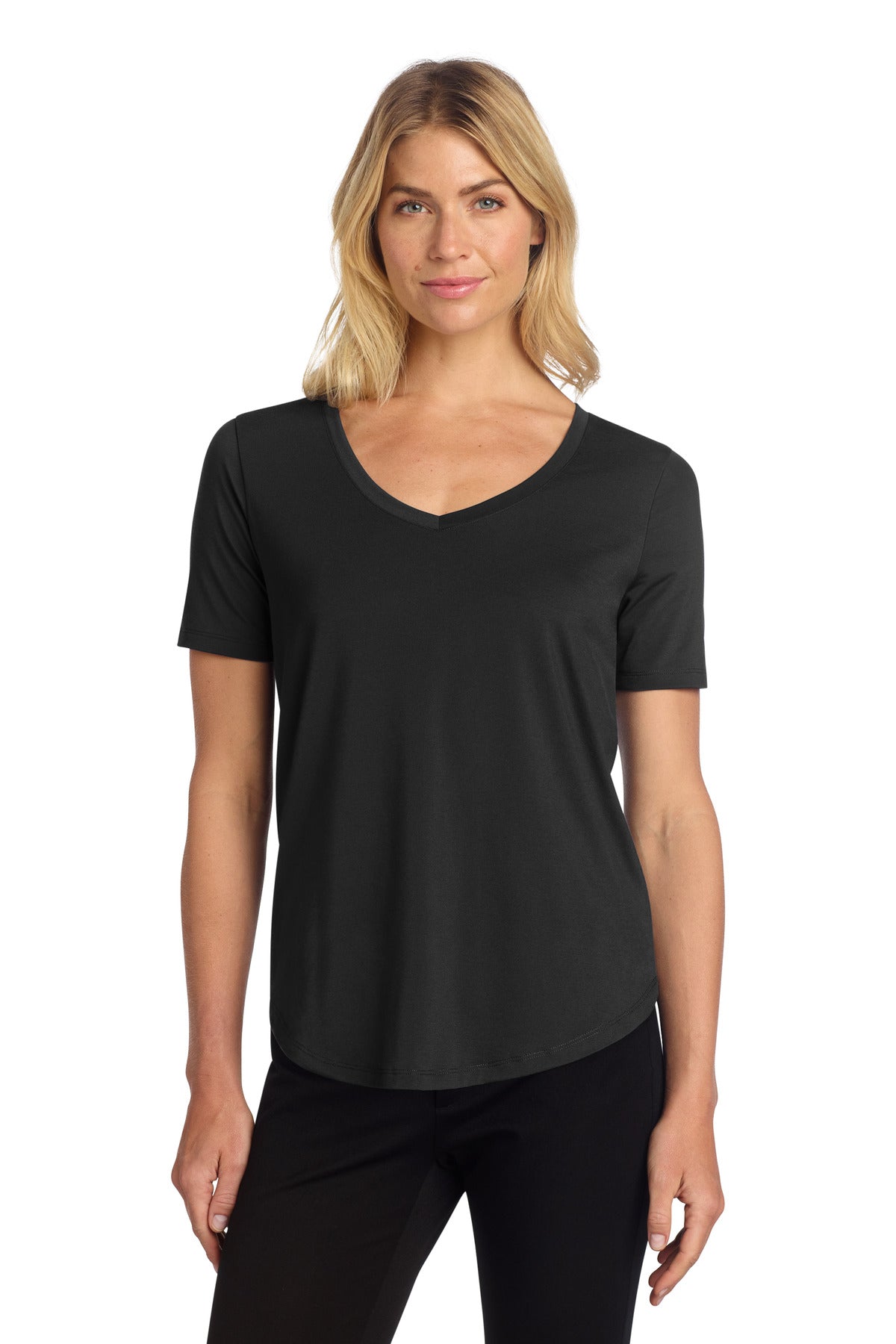 Mercer+Mettle Women's Stretch Jersey Relaxed Scoop MM1017 in Deep Black