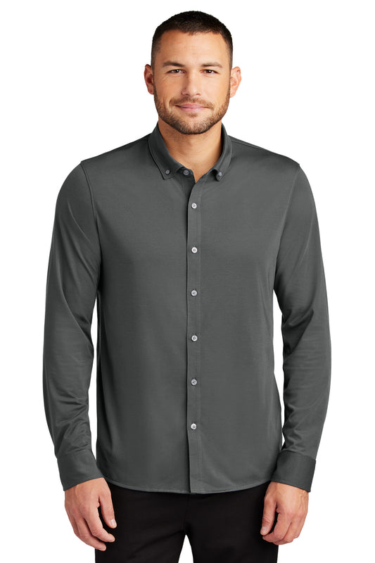 Mercer+Mettle Stretch Jersey Long Sleeve Shirt MM1018 in Anchor Grey
