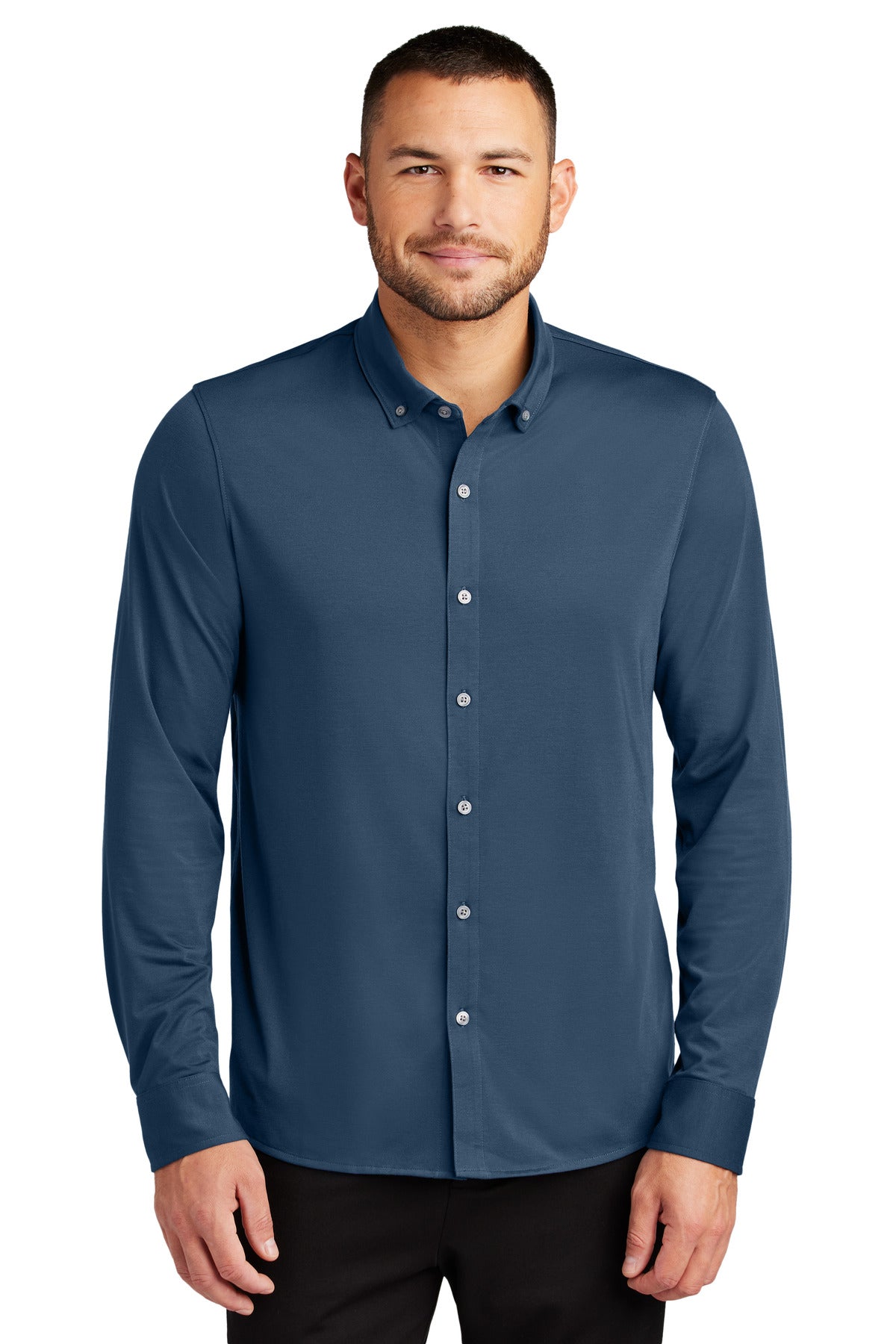 Mercer+Mettle Stretch Jersey Long Sleeve Shirt MM1018 in Insignia Blue