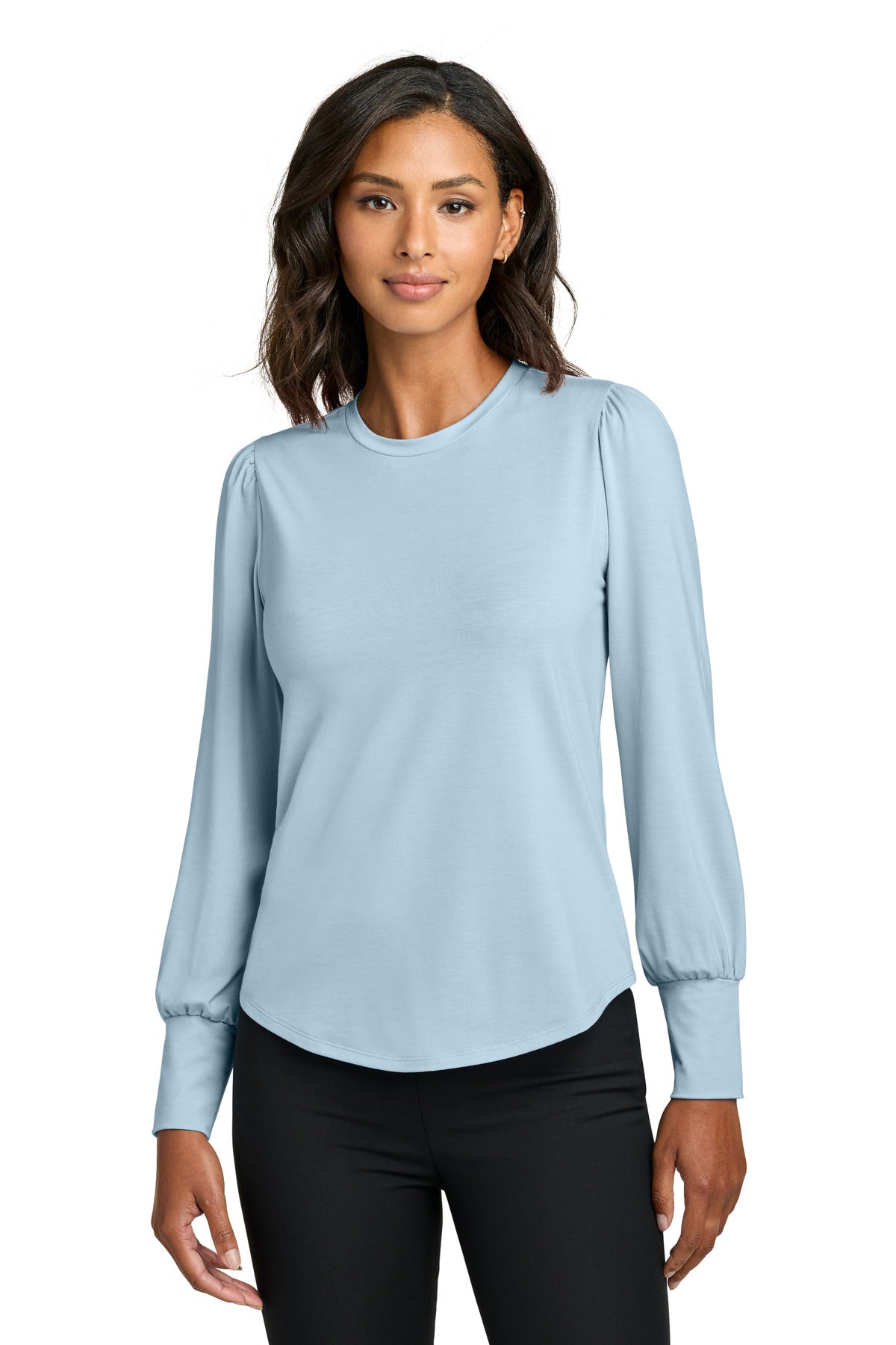 Mercer+Mettle Women's Stretch Jersey Long Sleeve Blouson Top MM1019 in Celestial Blue