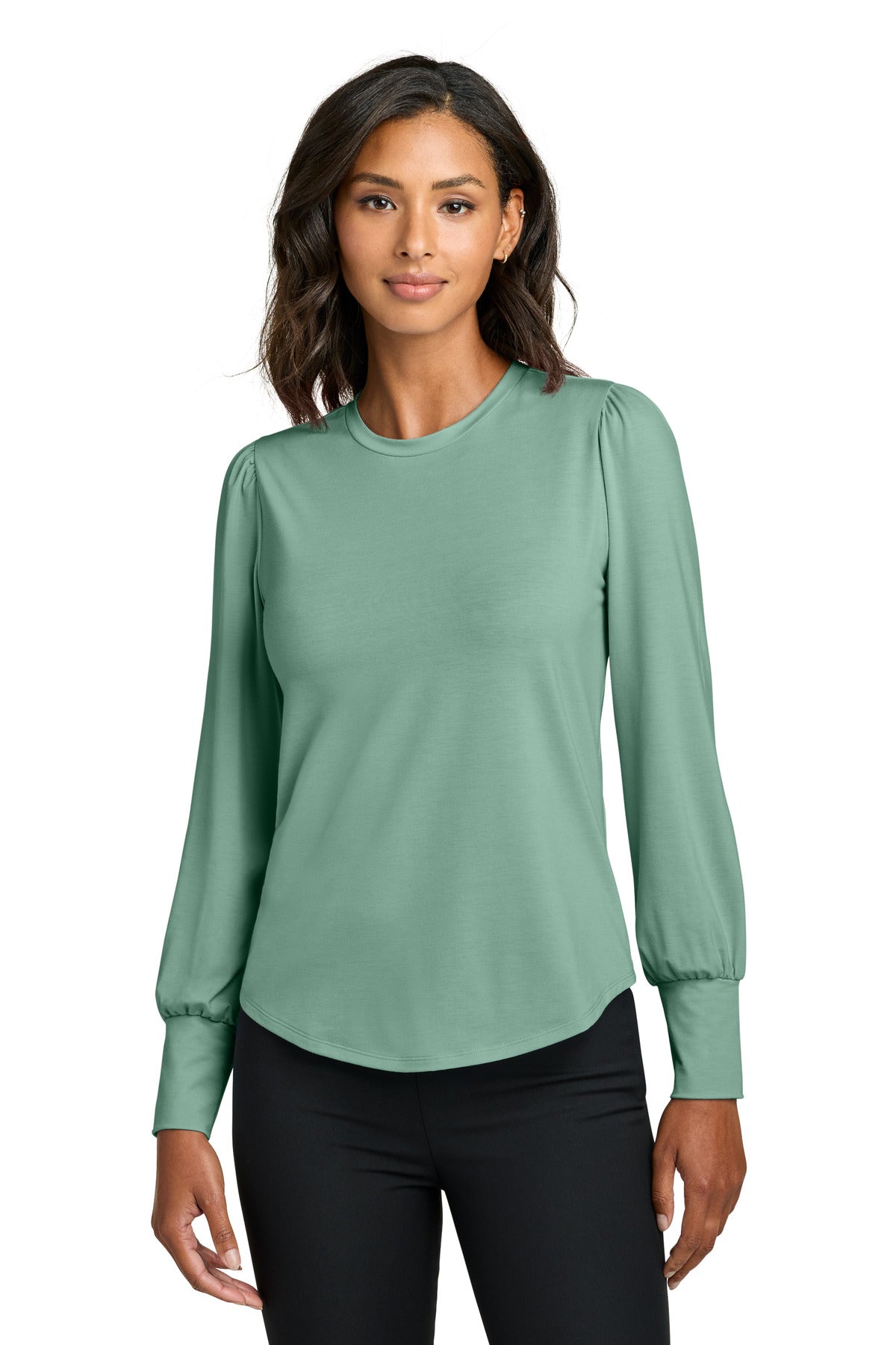 Mercer+Mettle Women's Stretch Jersey Long Sleeve Blouson Top MM1019 in Sage