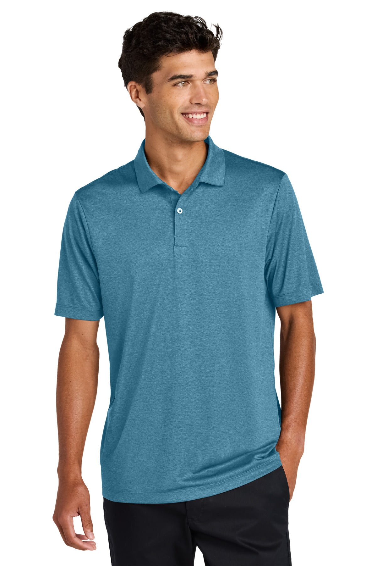 Mercer+Mettle Recharge Jersey Polo MM1020 in Harbor Blue Heather