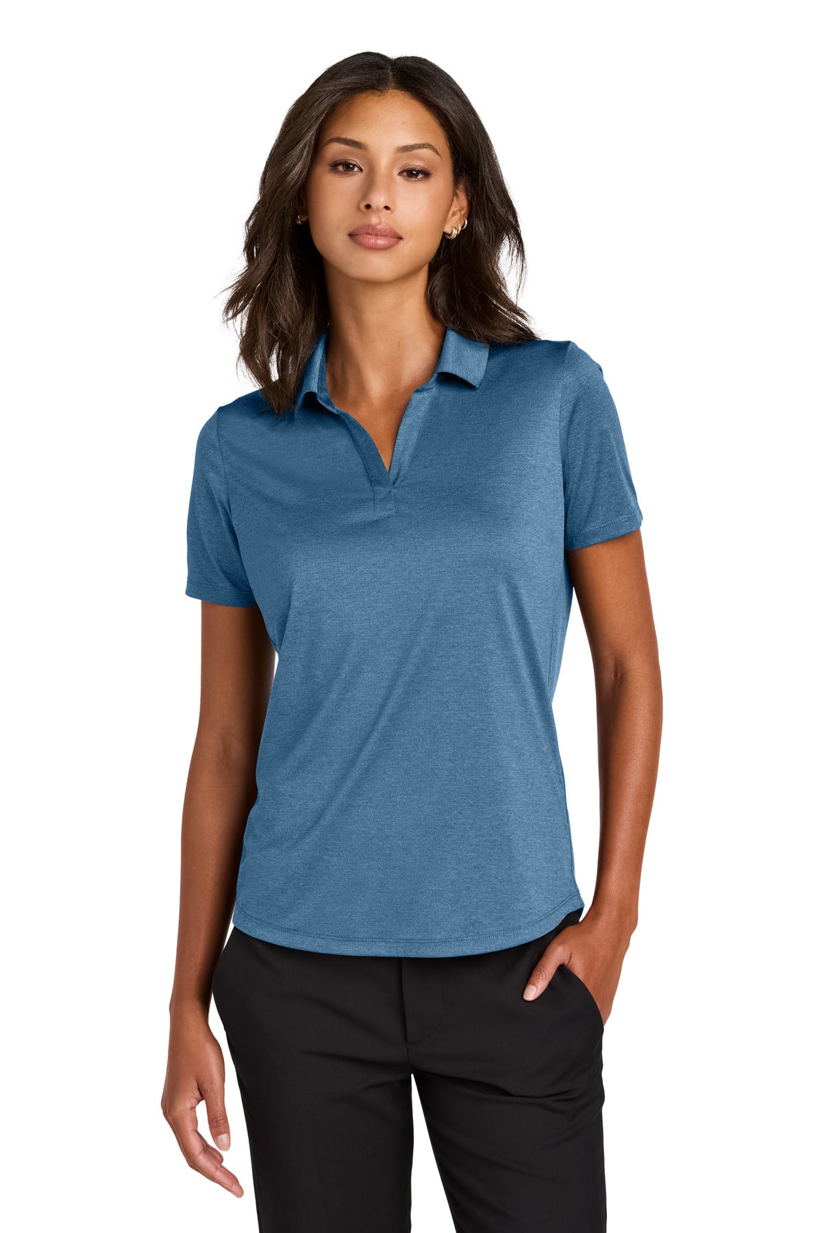 Mercer+Mettle Women's Recharge Jersey Polo MM1021 in Harbor Blue Heather