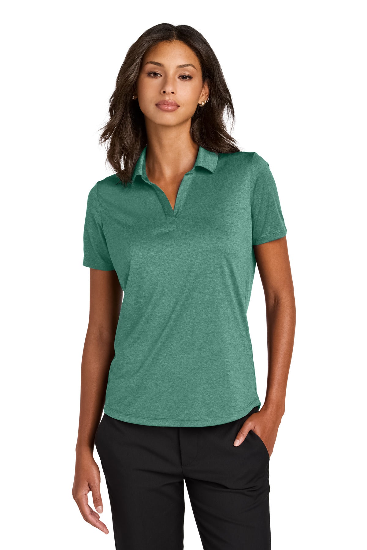 Mercer+Mettle Women's Recharge Jersey Polo MM1021 in Sage Heather