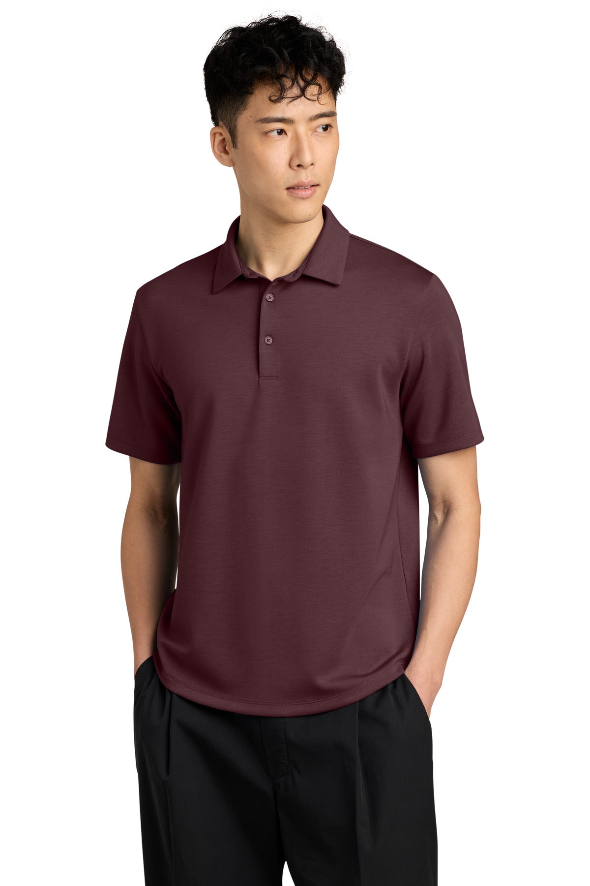 Mercer+Mettle Lite Spacer Polo MM1040 in Dark Raisin