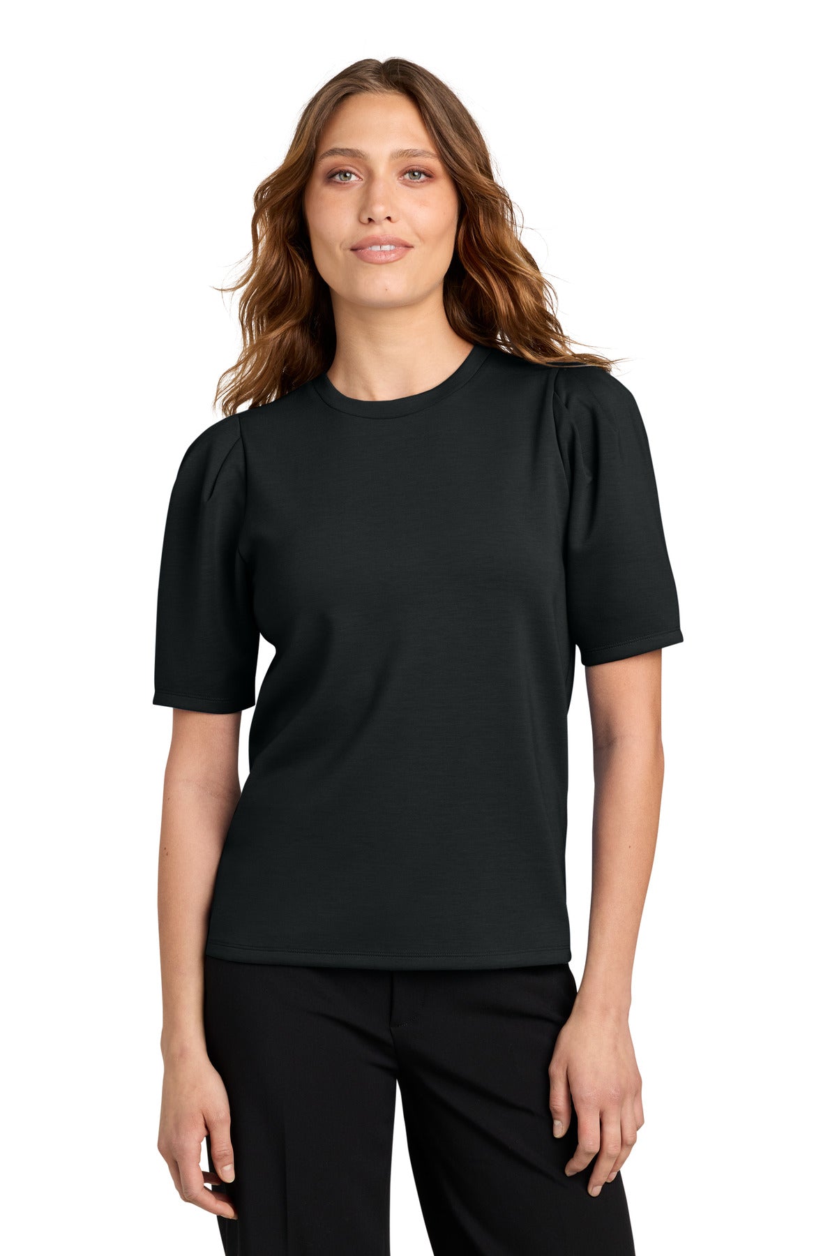 Mercer+Mettle Women's Short Sleeve Lite Spacer Top MM1041 in Deep Black