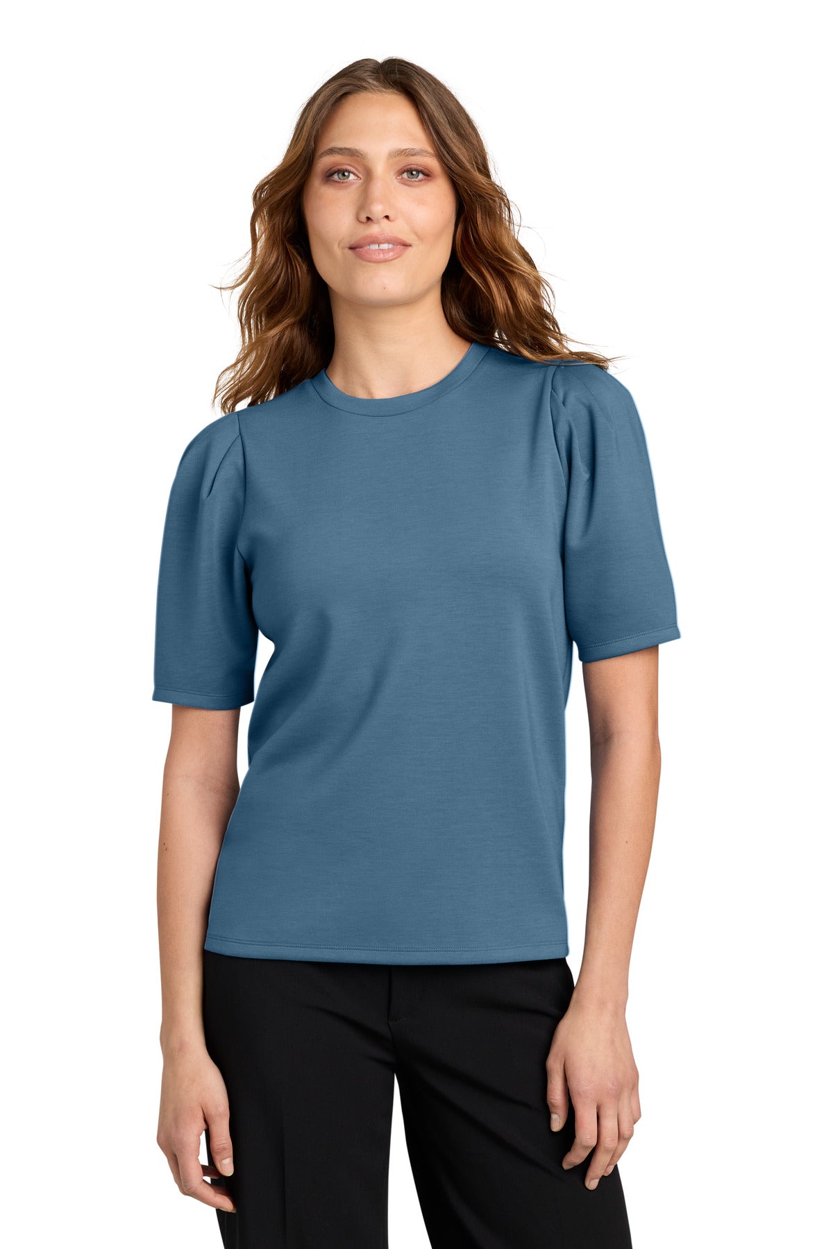 Mercer+Mettle Women's Short Sleeve Lite Spacer Top MM1041 in Harbor Blue