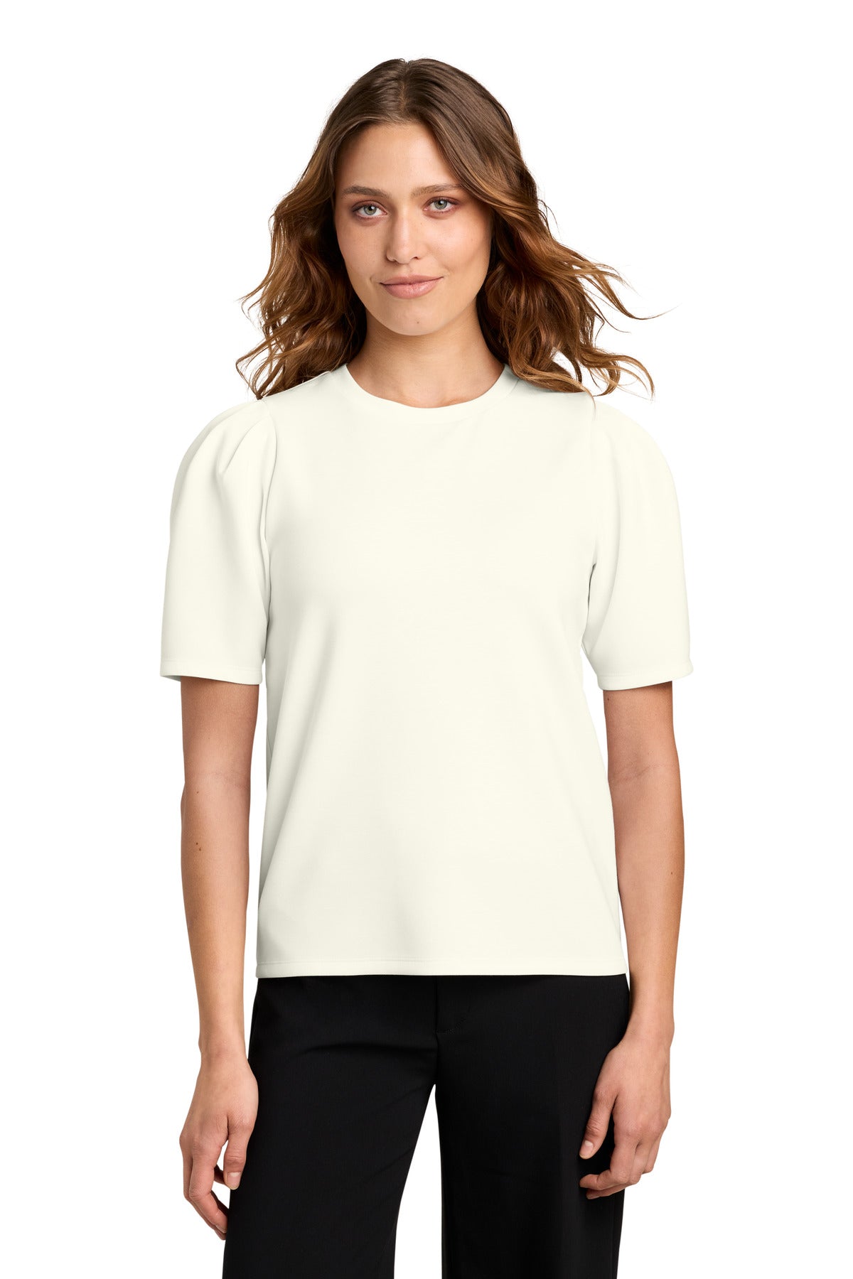 Mercer+Mettle Women's Short Sleeve Lite Spacer Top MM1041 in Ivory Chiffon