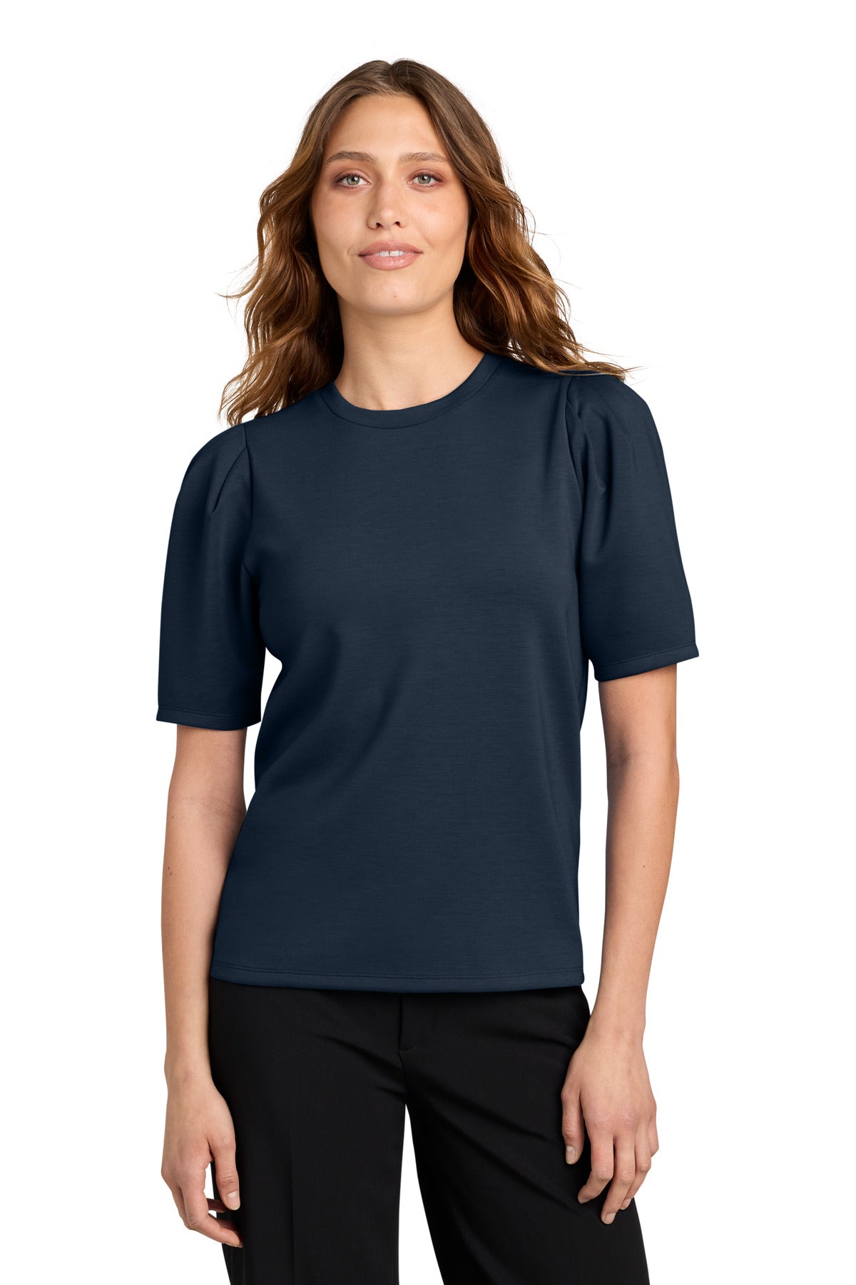 Mercer+Mettle Women's Short Sleeve Lite Spacer Top MM1041 in Night Navy