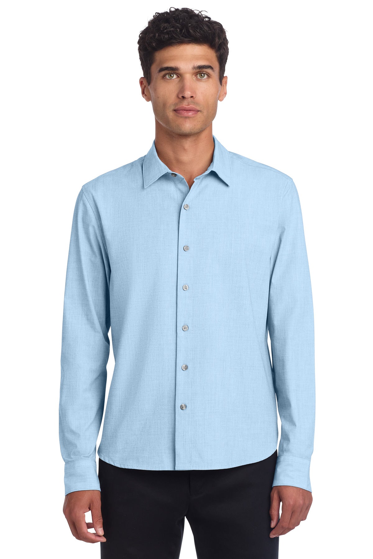 Mercer+Mettle Long Sleeve Stretch Woven Shirt MM2000 in Air Blue End On End