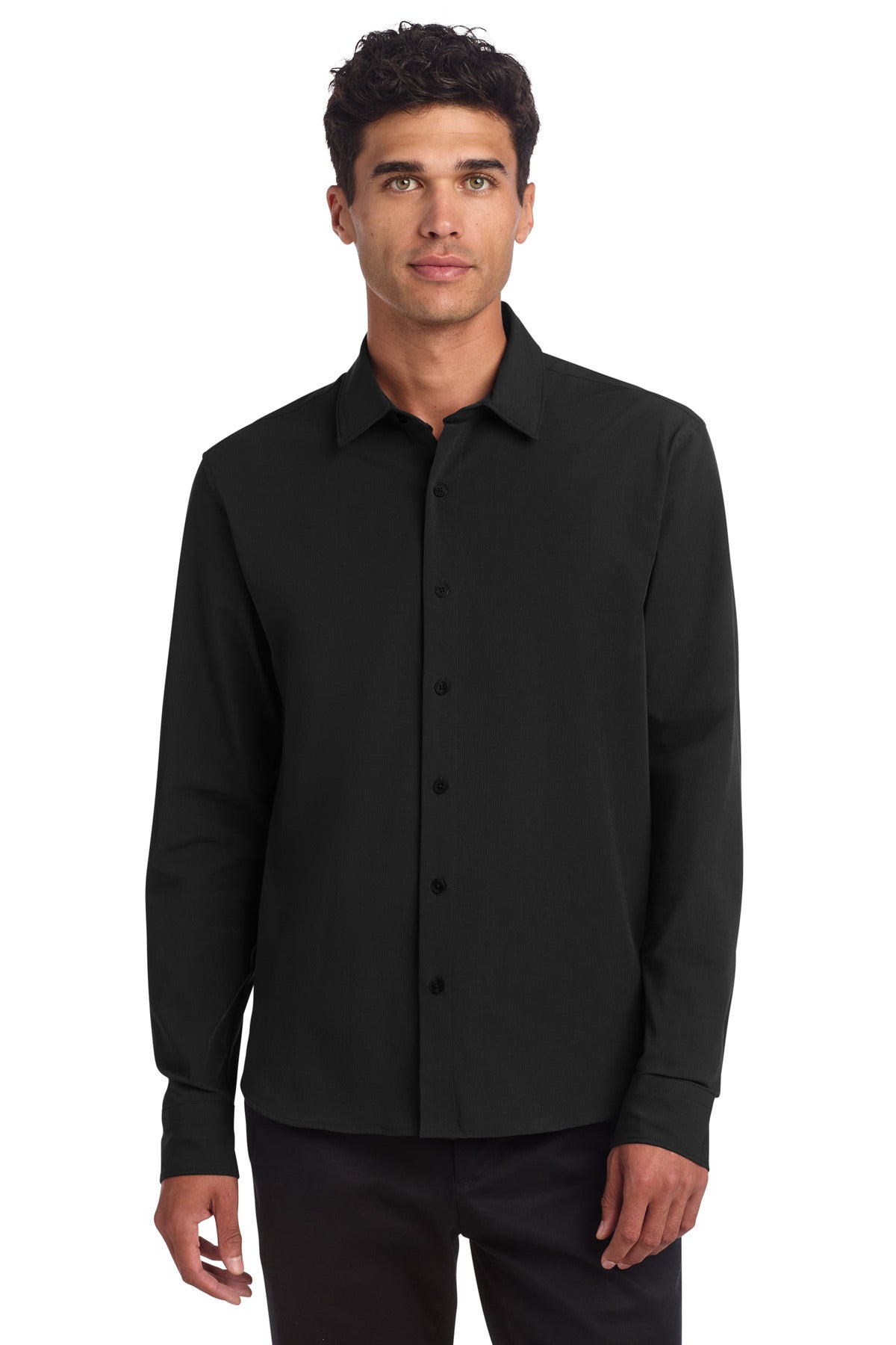 Mercer+Mettle Long Sleeve Stretch Woven Shirt MM2000 in Deep Black