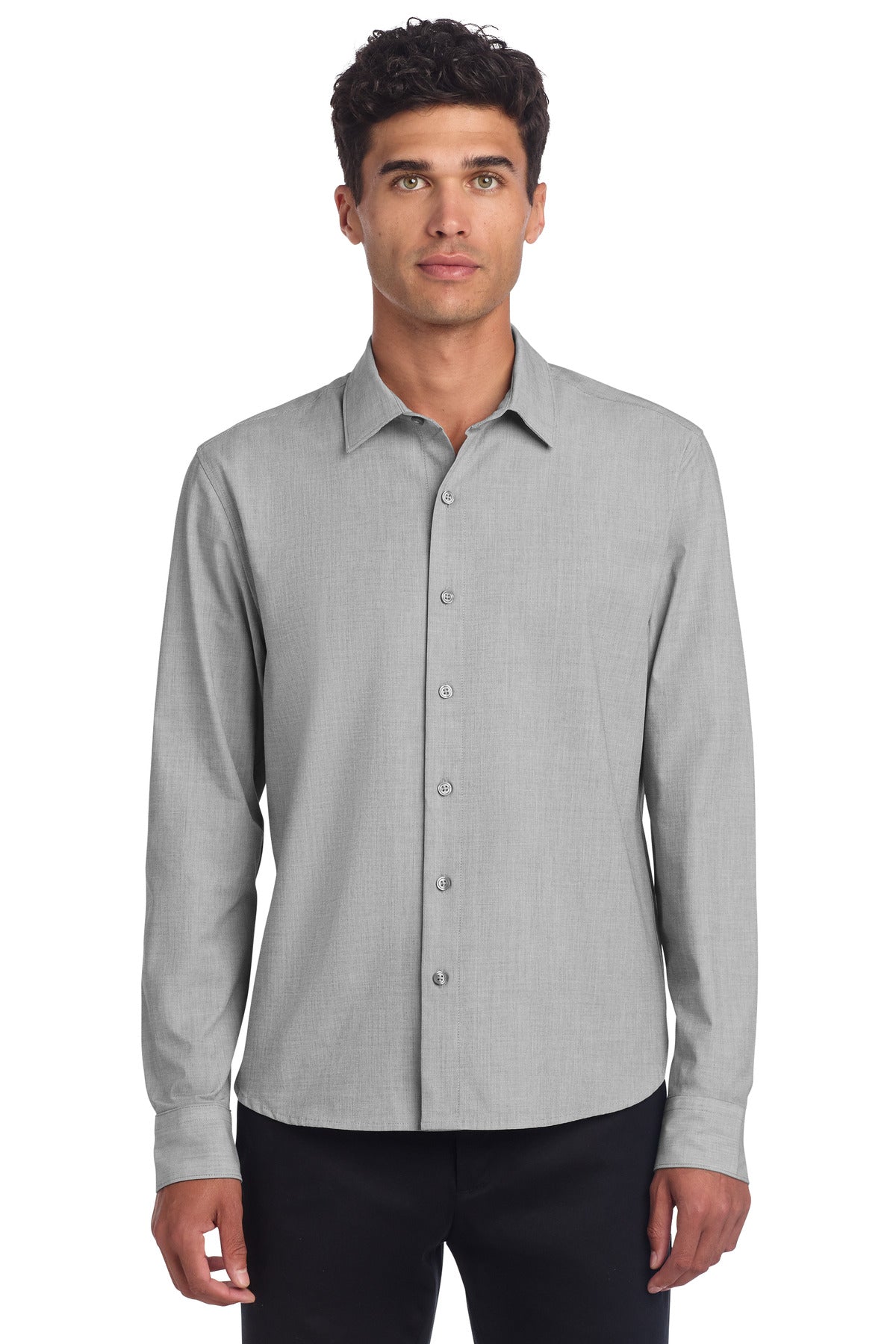 Mercer+Mettle Long Sleeve Stretch Woven Shirt MM2000 in Gusty Grey End On End