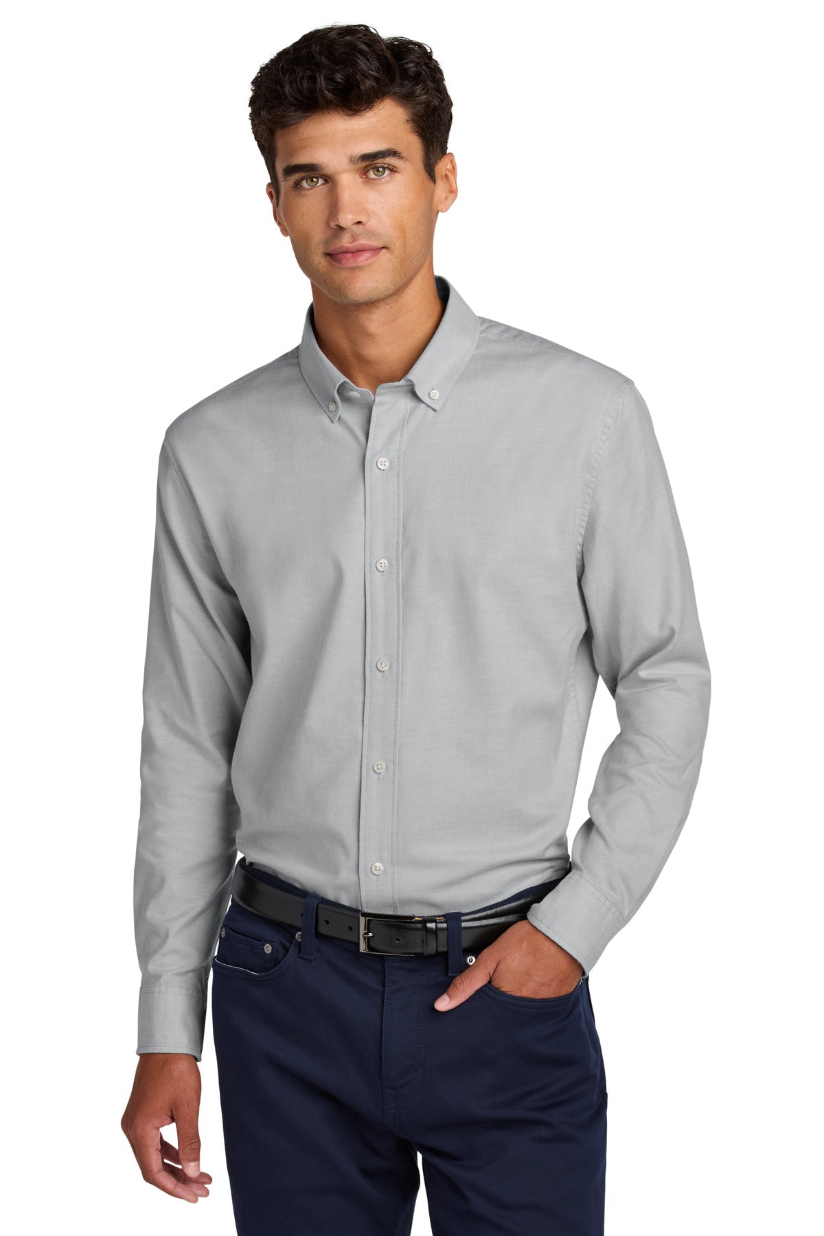 Mercer+Mettle Long Sleeve Modern Oxford Shirt MM2002 in Gusty Grey